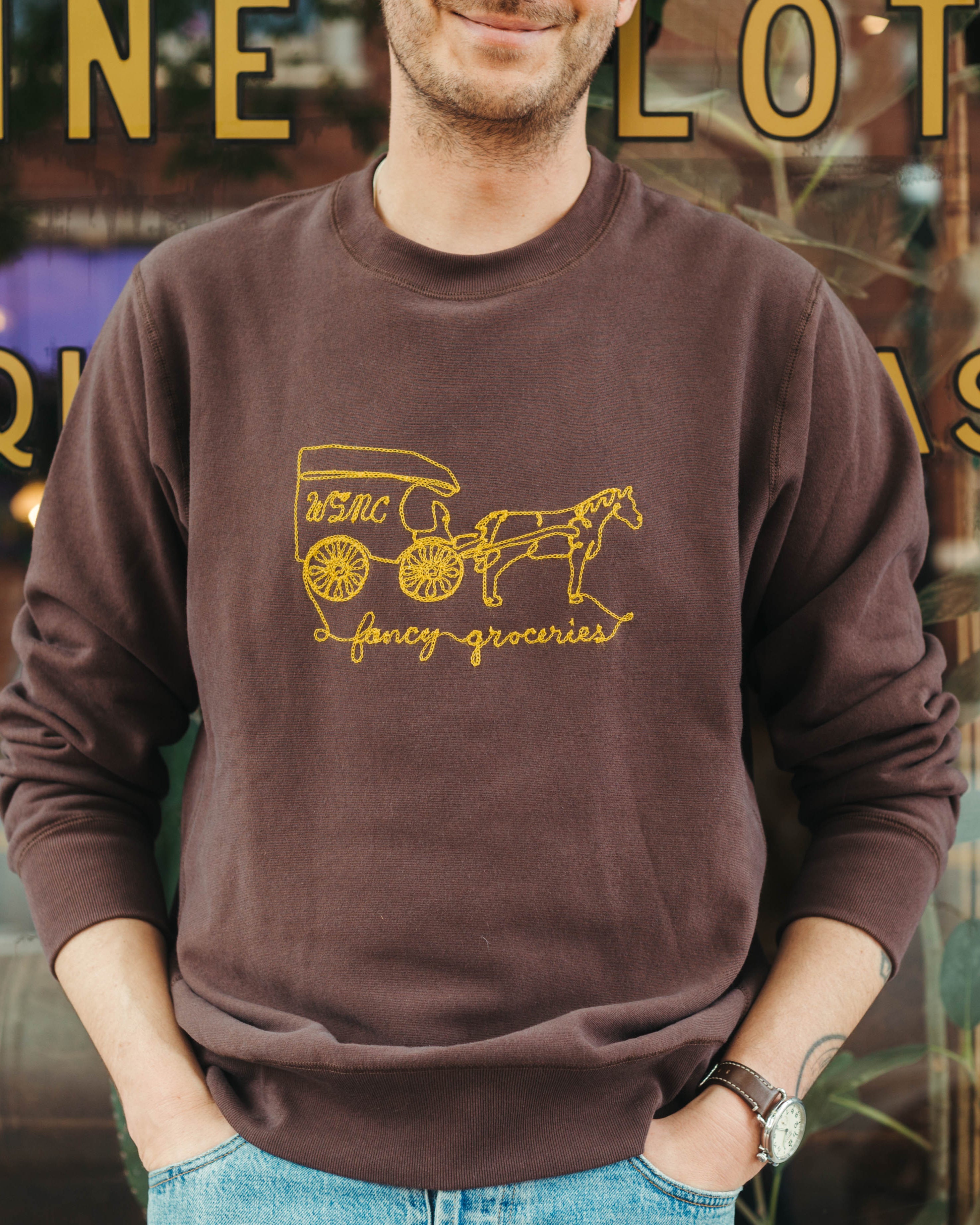 Fancy Groceries Horse & Buggy Chain Stitch Sweatshirt
