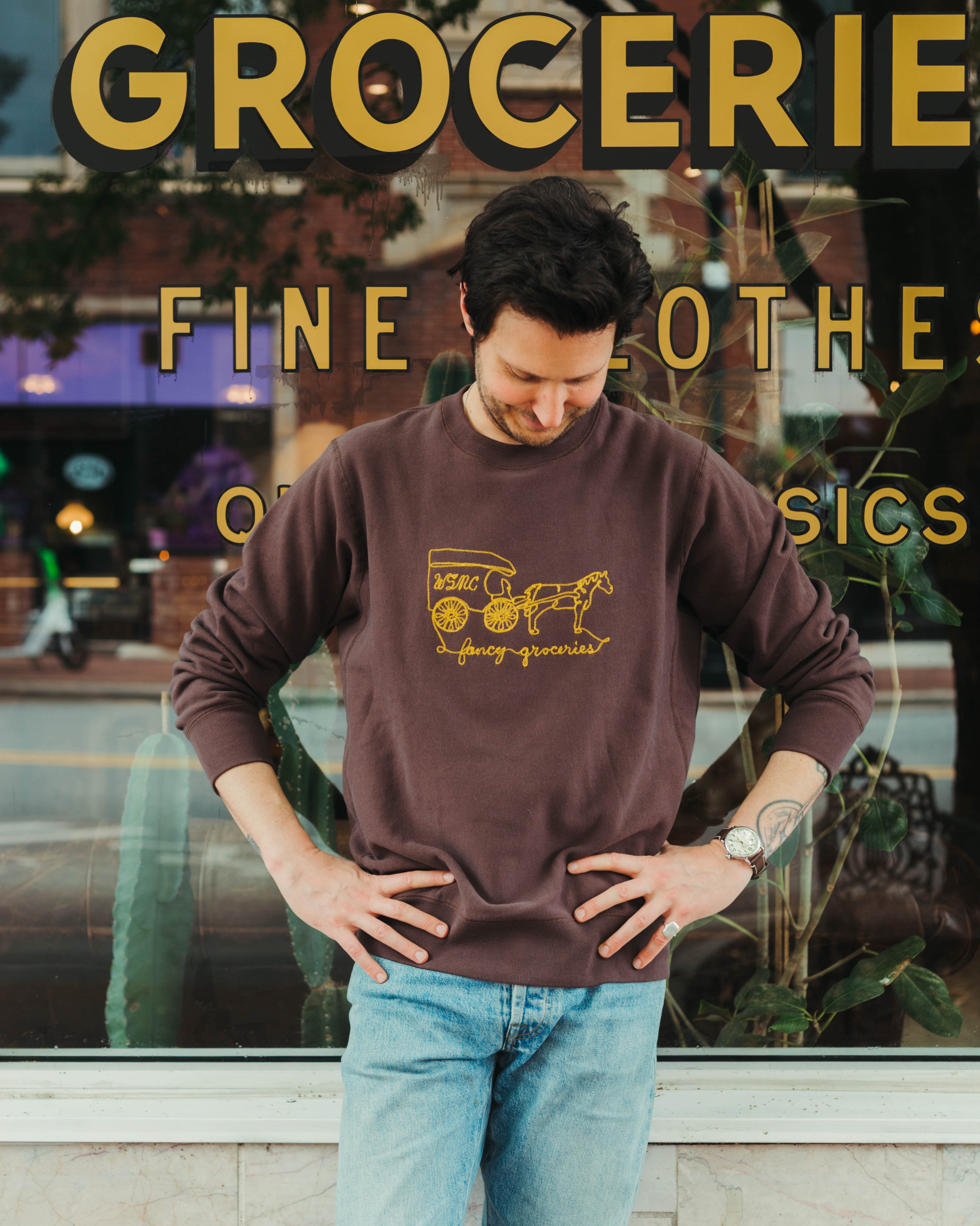 Fancy Groceries Horse & Buggy Chain Stitch Sweatshirt