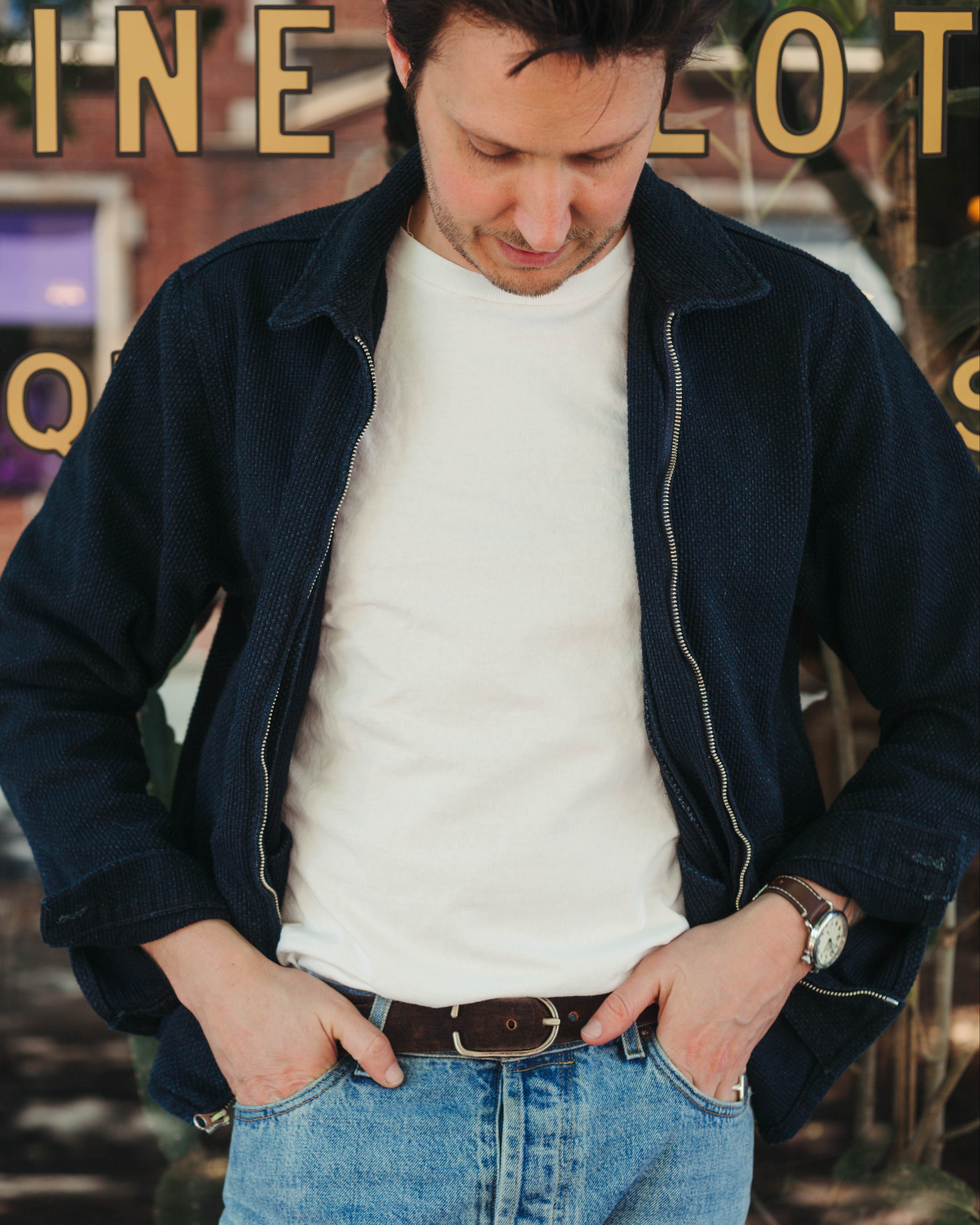 Naked & Famous Indigo Sashiko Zip Jacket