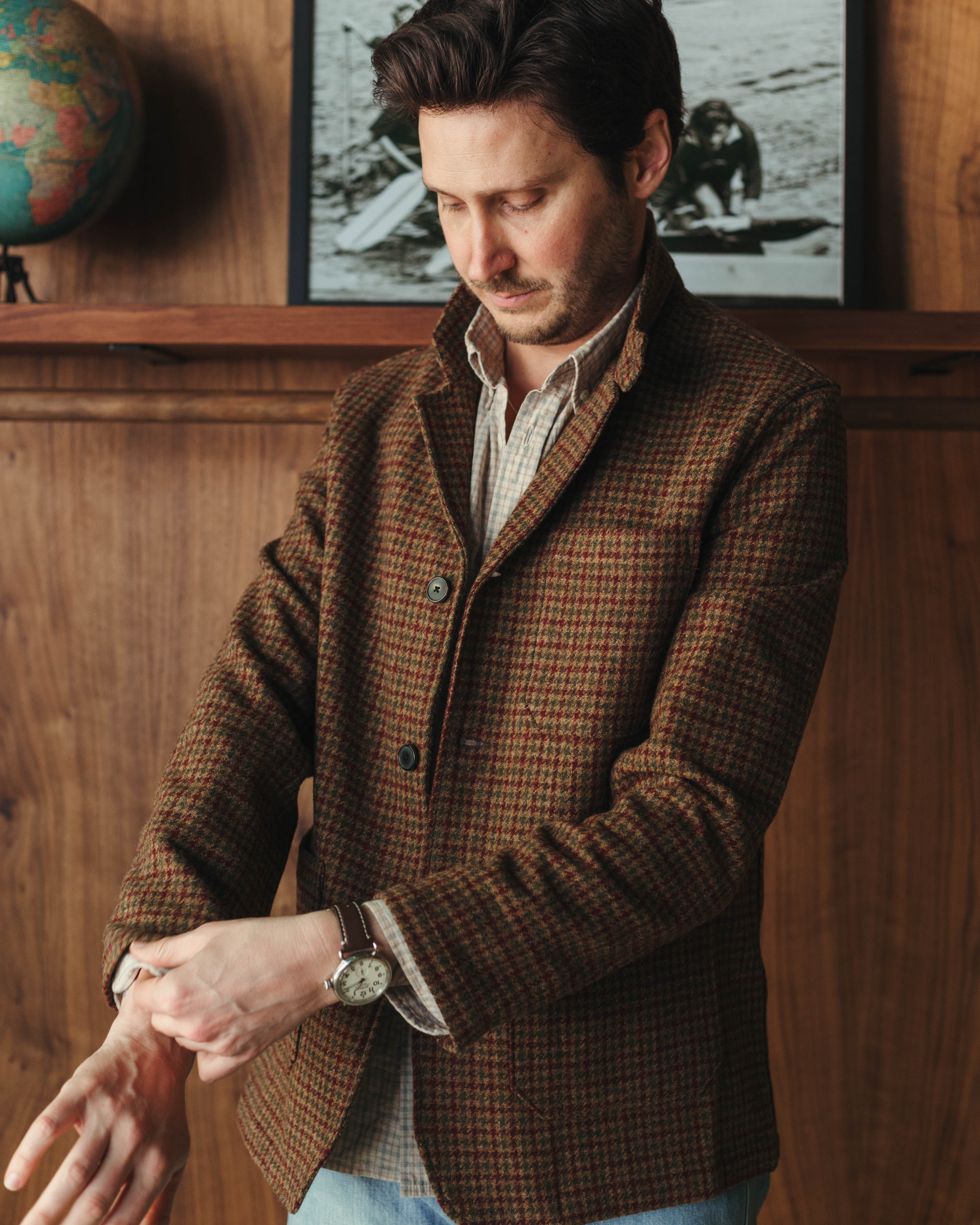 Portuguese Flannel Working Blazer Wool in Pied Poule