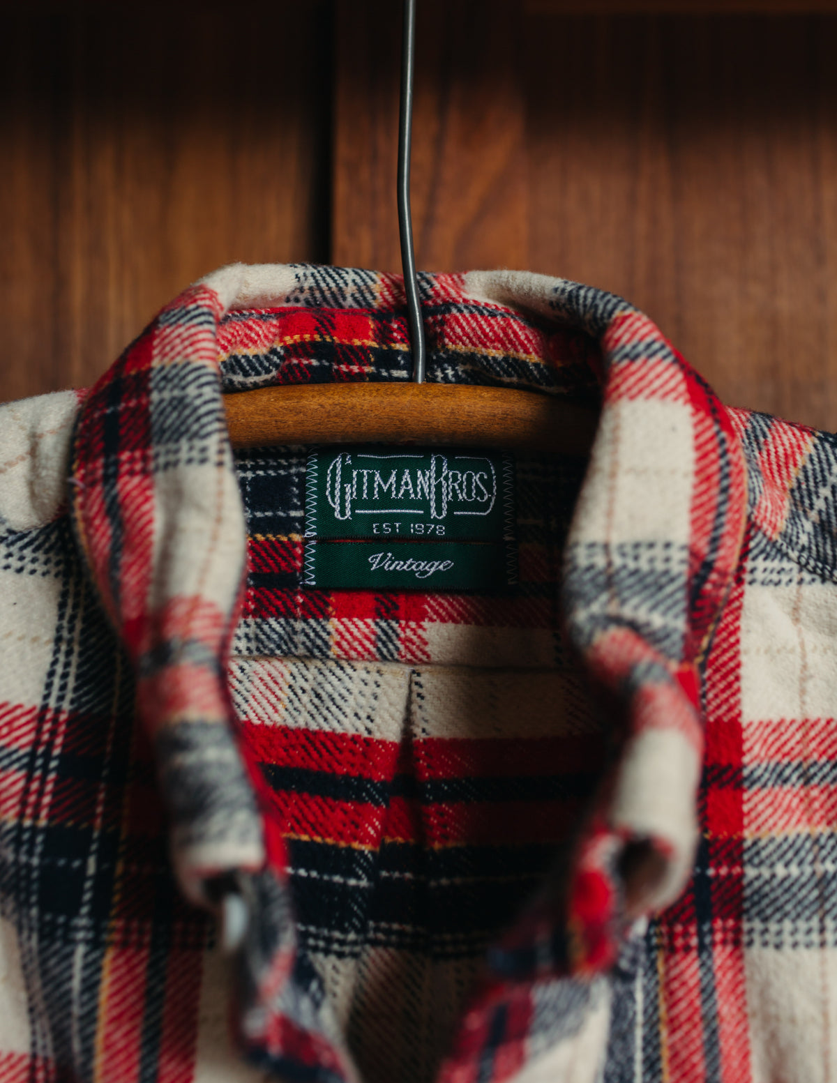 Gitman Vintage Red Brushed Winter Madras Flannel