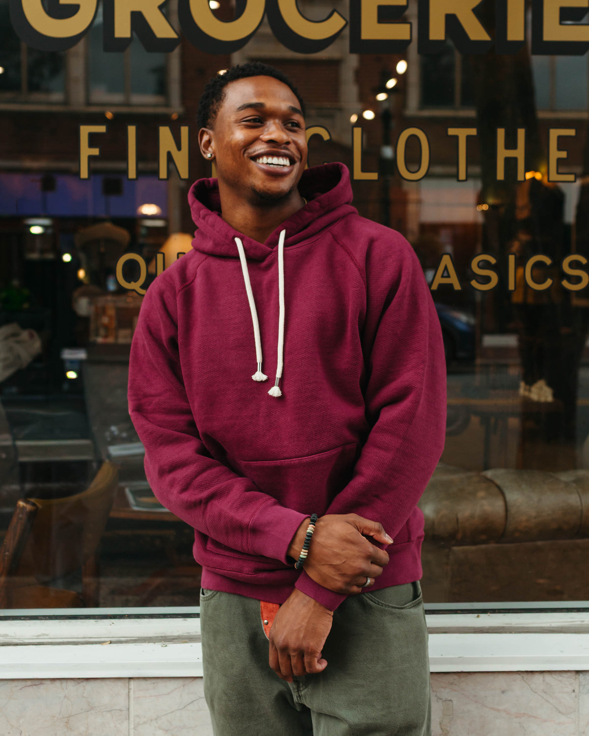 Wonder Looper Pullover Hoodie in Double Heavyweight French Terry Burgundy