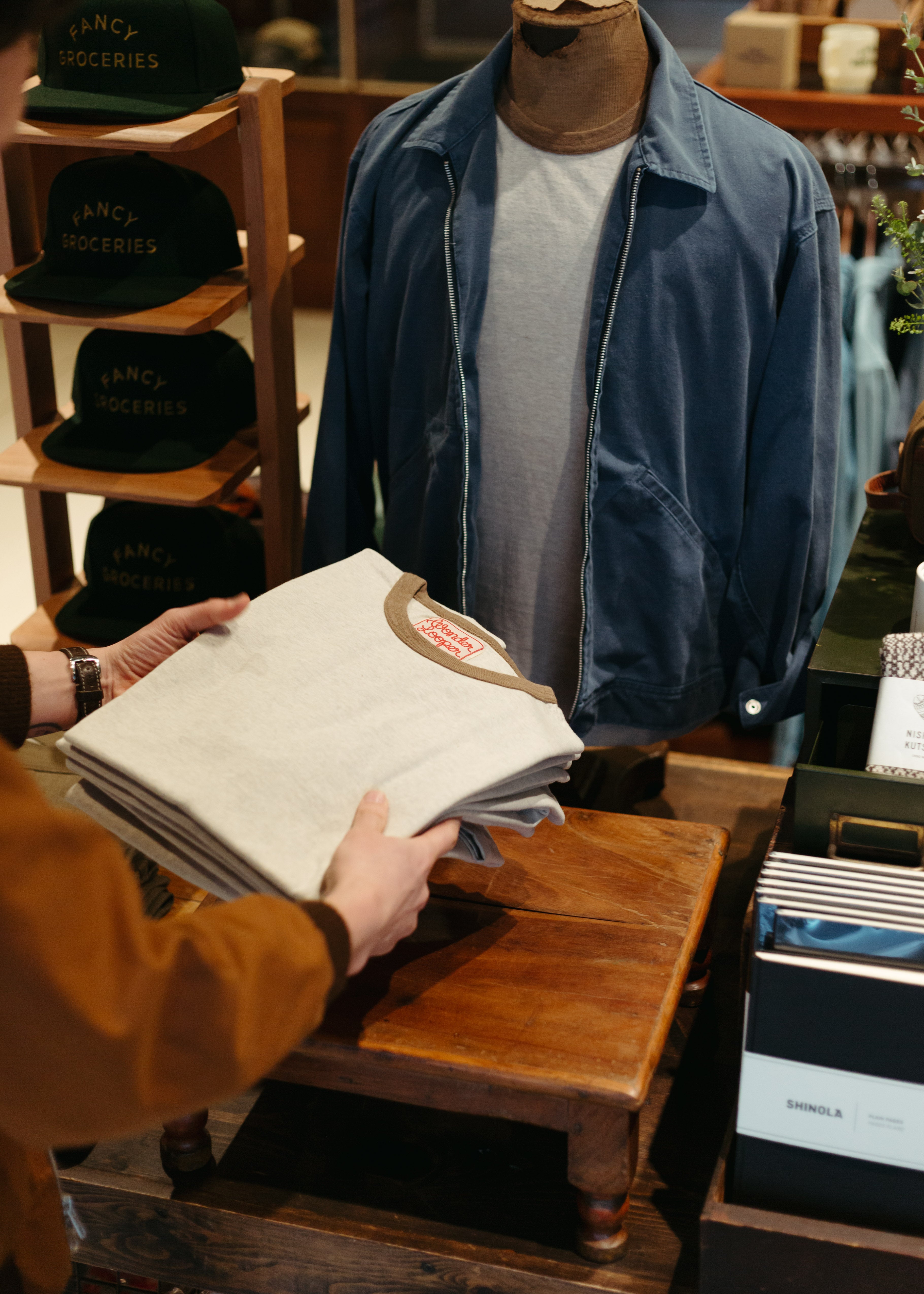 Recycled Cotton Foxfibre® Ringer Tee in Stone