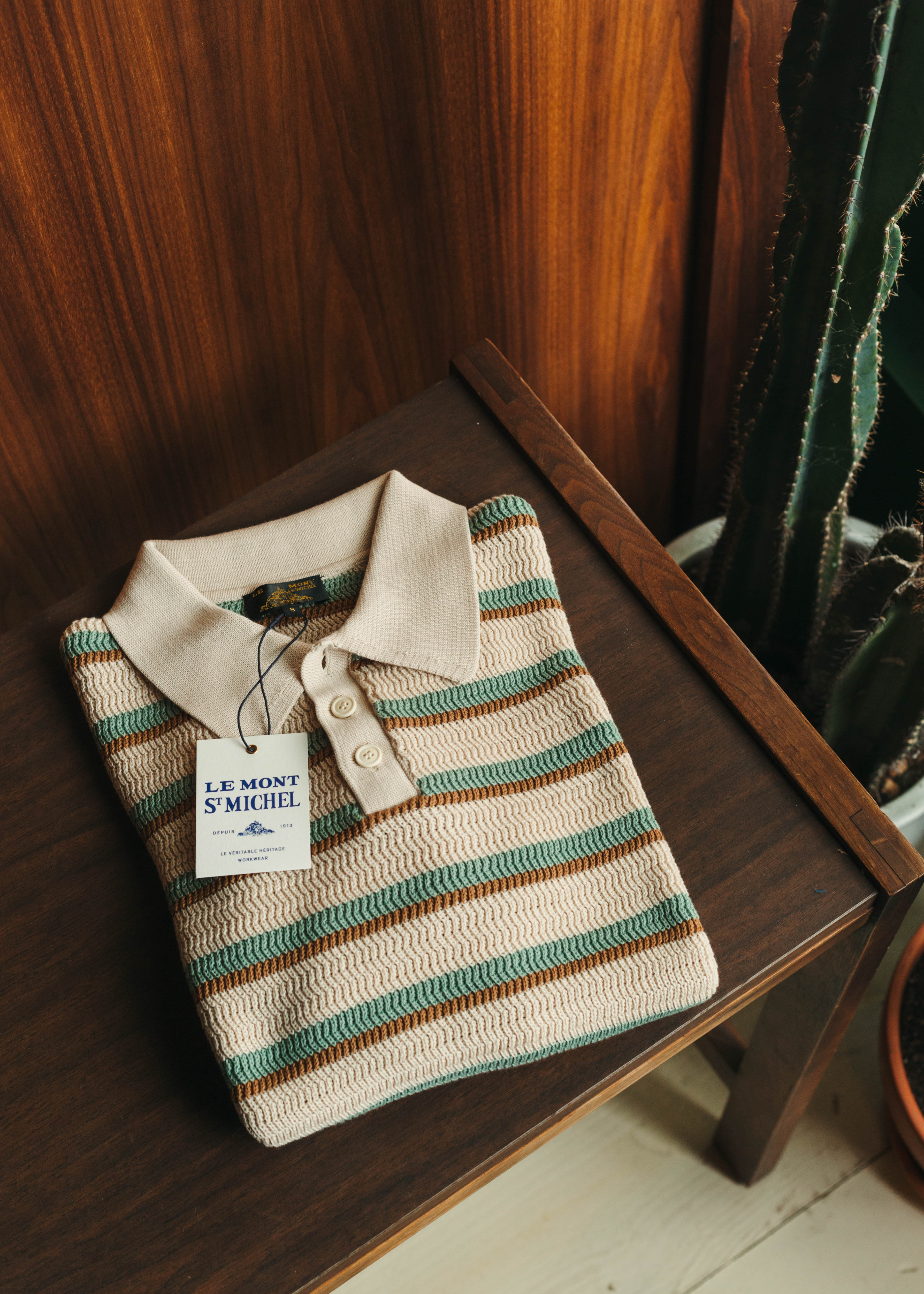 Le Mont St Michel Striped Knit Polo