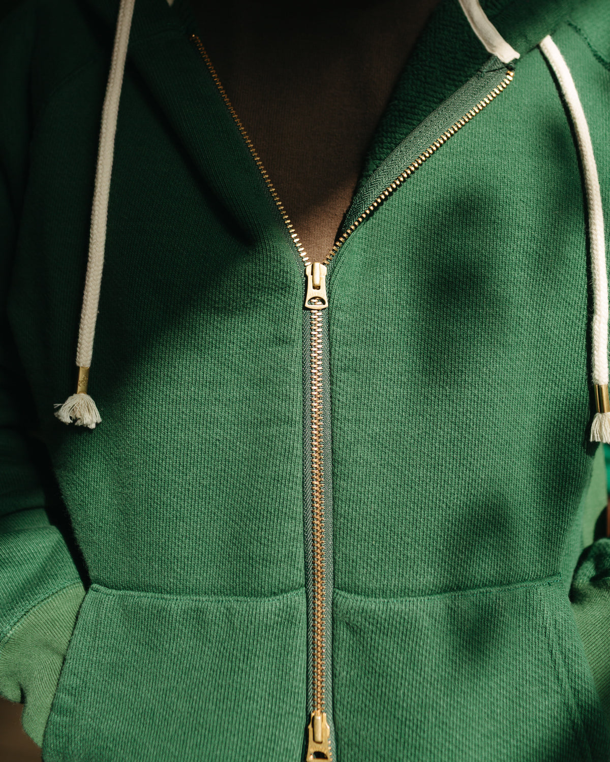 Wonder Looper Zip Hoodie Double Heavyweight French Terry in Racing Green