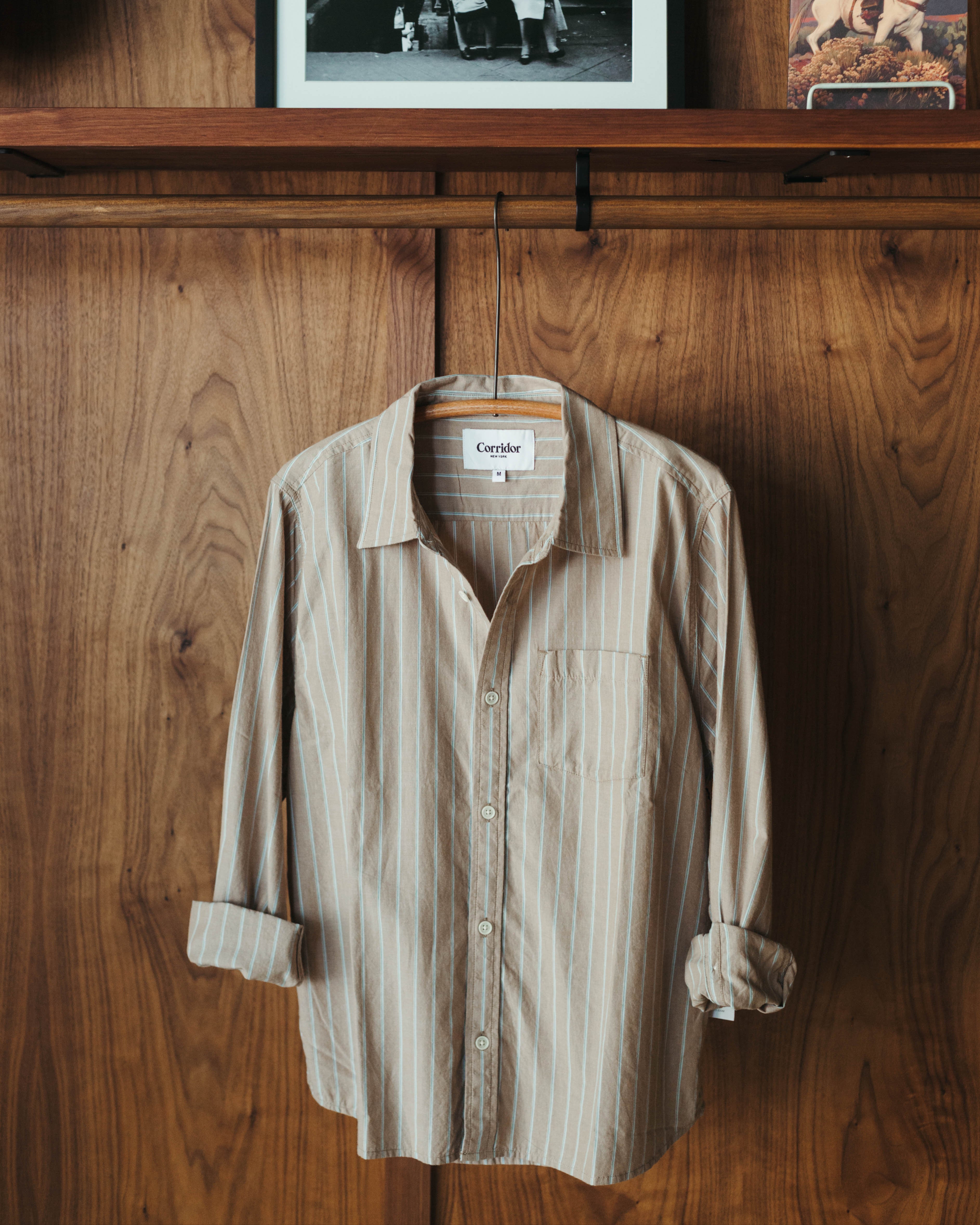 Corridor Tan Stripe Button Up