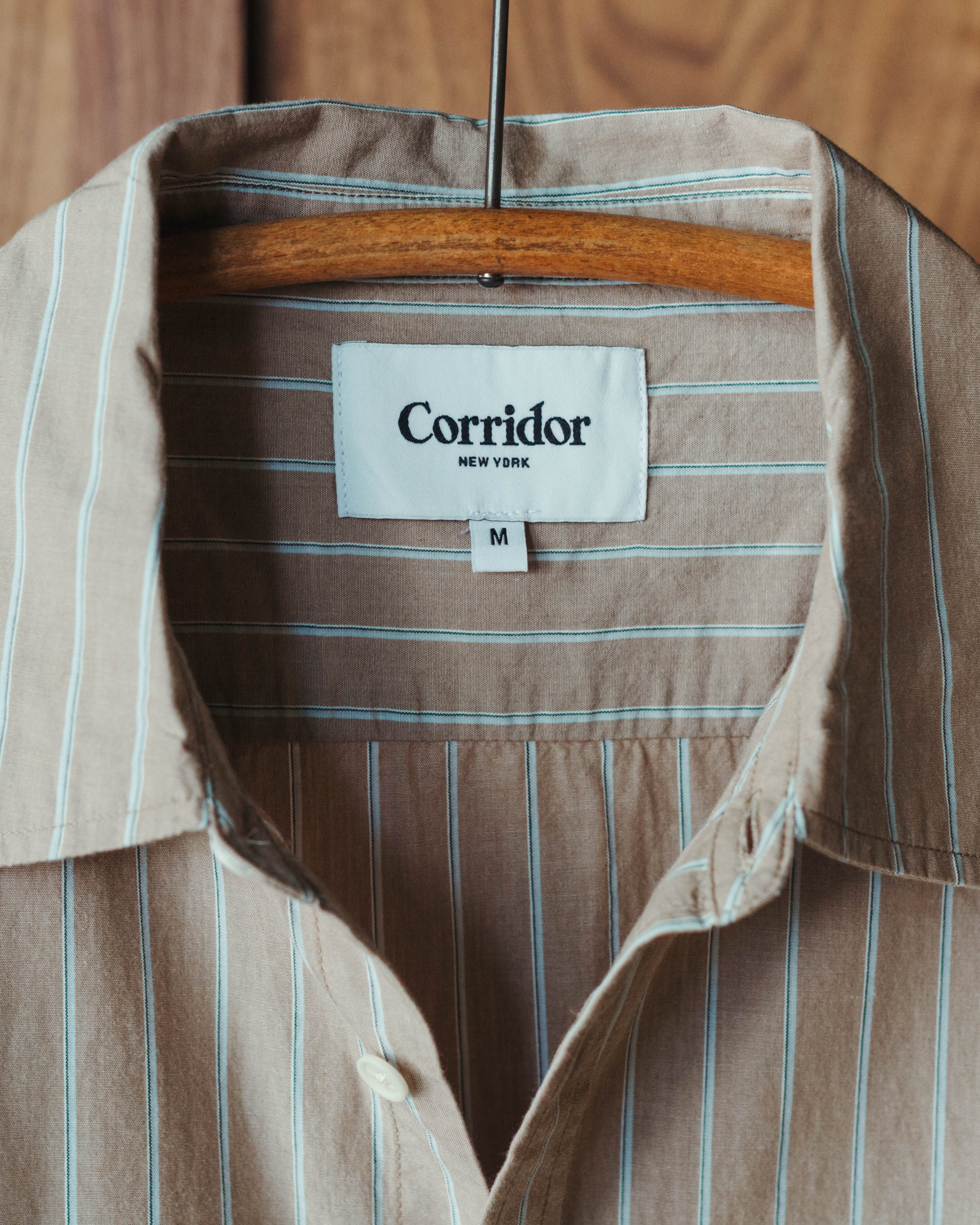 Corridor Tan Stripe Button Up