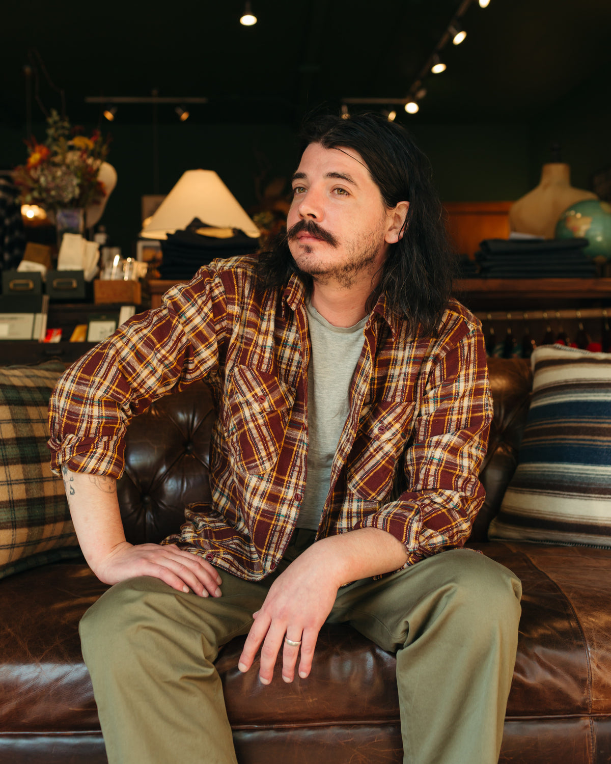 UES Slubby Flannel Shirt in Brown