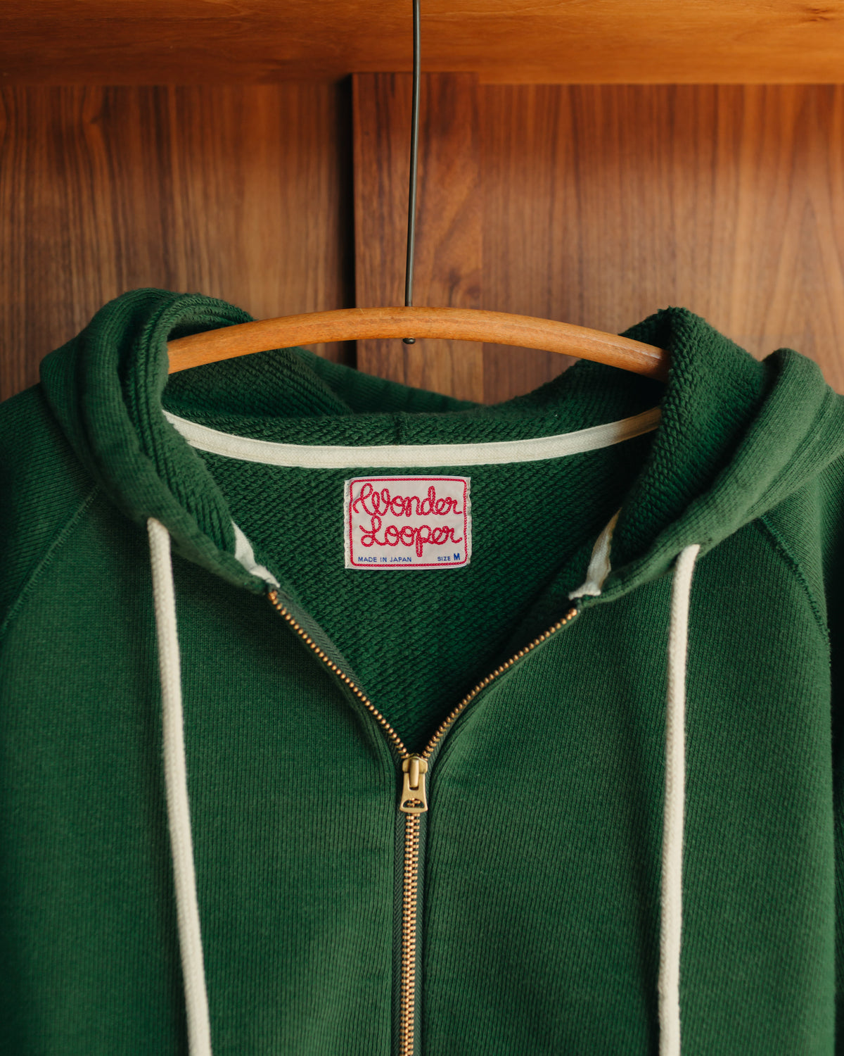 Wonder Looper Zip Hoodie Double Heavyweight French Terry in Racing Green