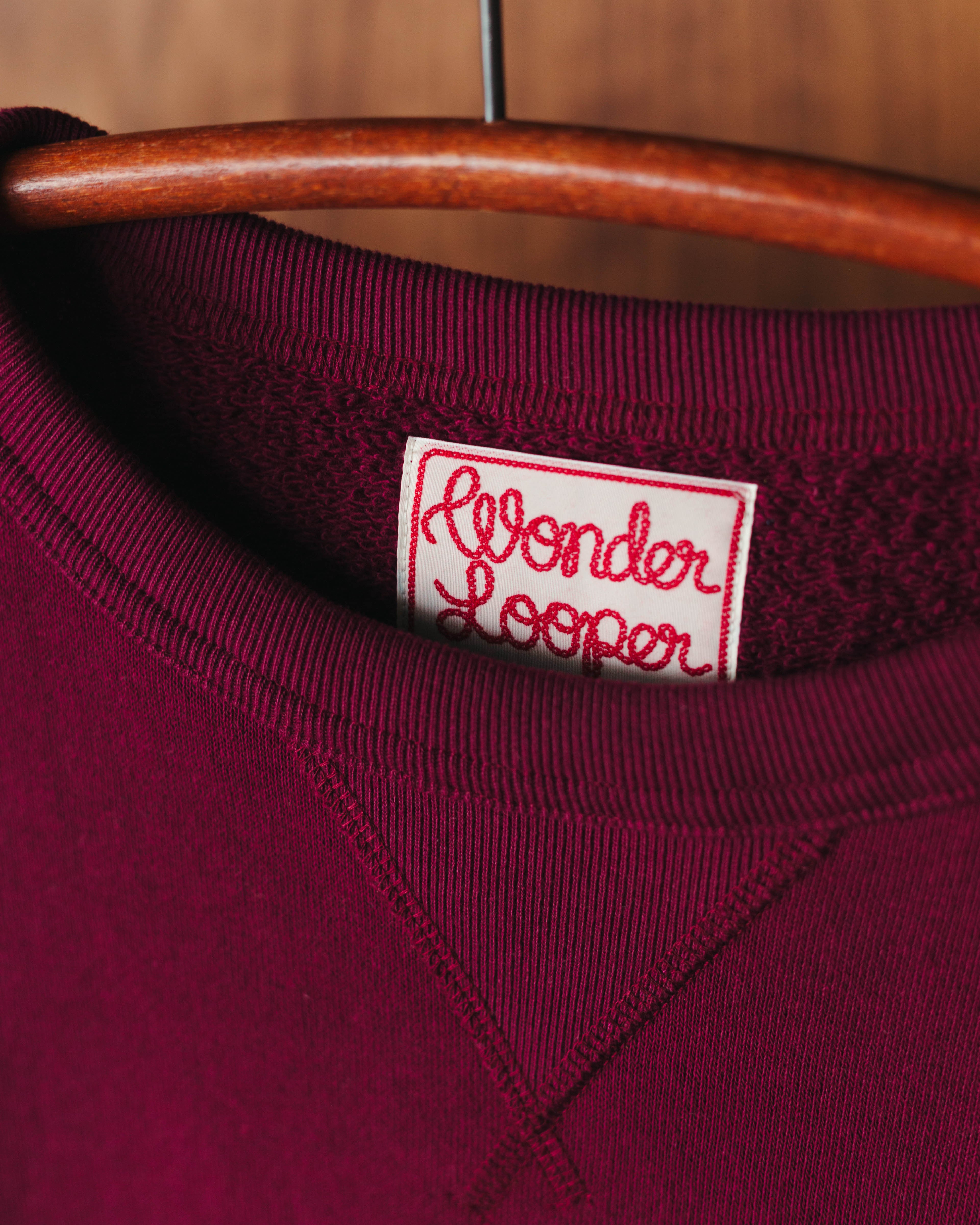 Wonder Looper Pullover Crewneck - Super Looper French Terry - Burgundy