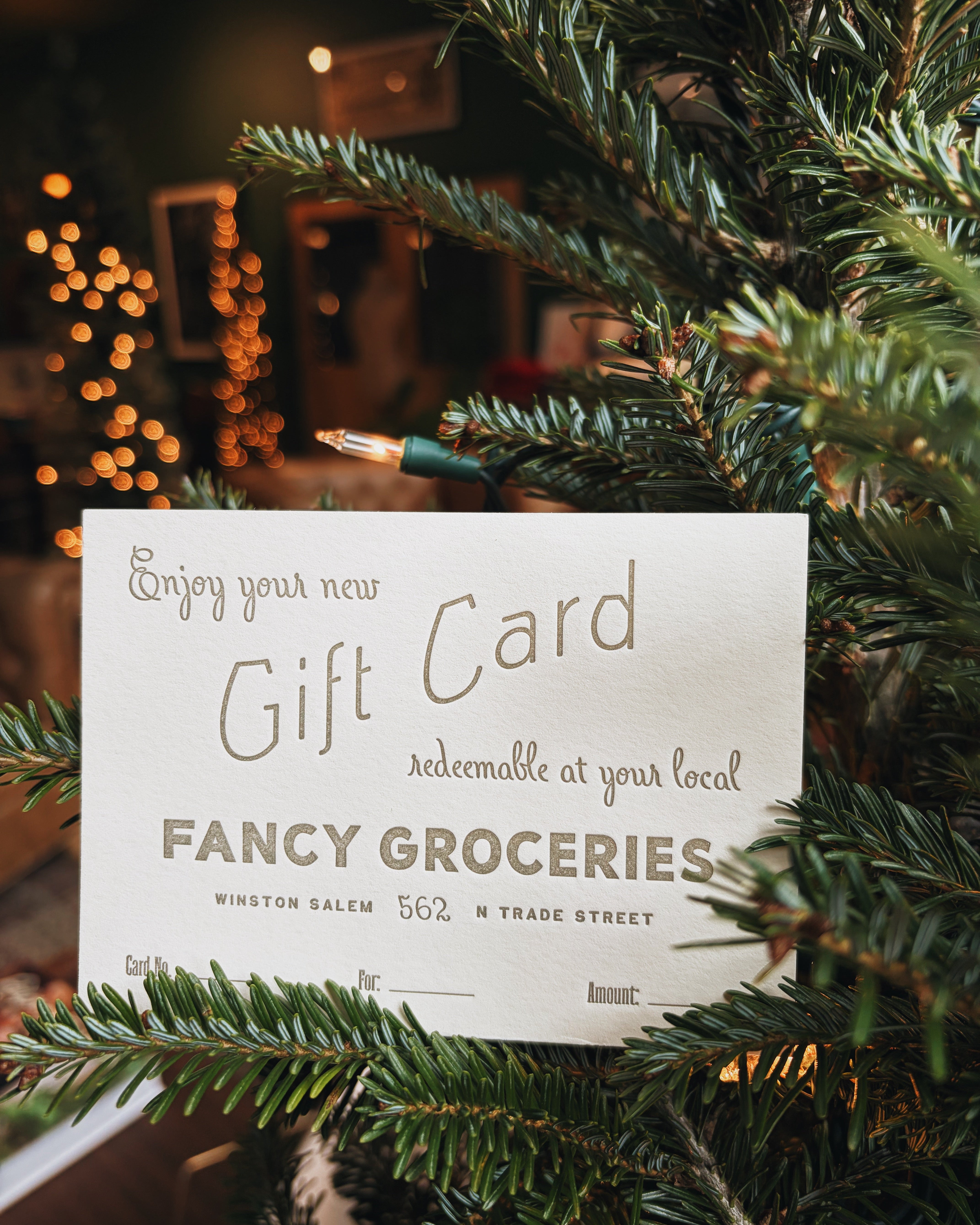 Fancy Groceries Letter Pressed Gift Card