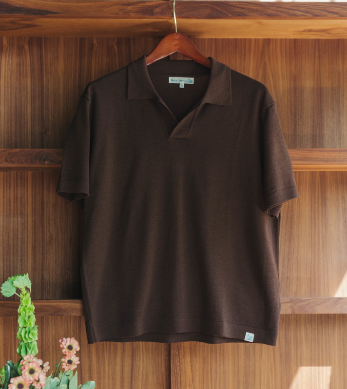 Merz B Schwanen Knitted Merino Wool Polo