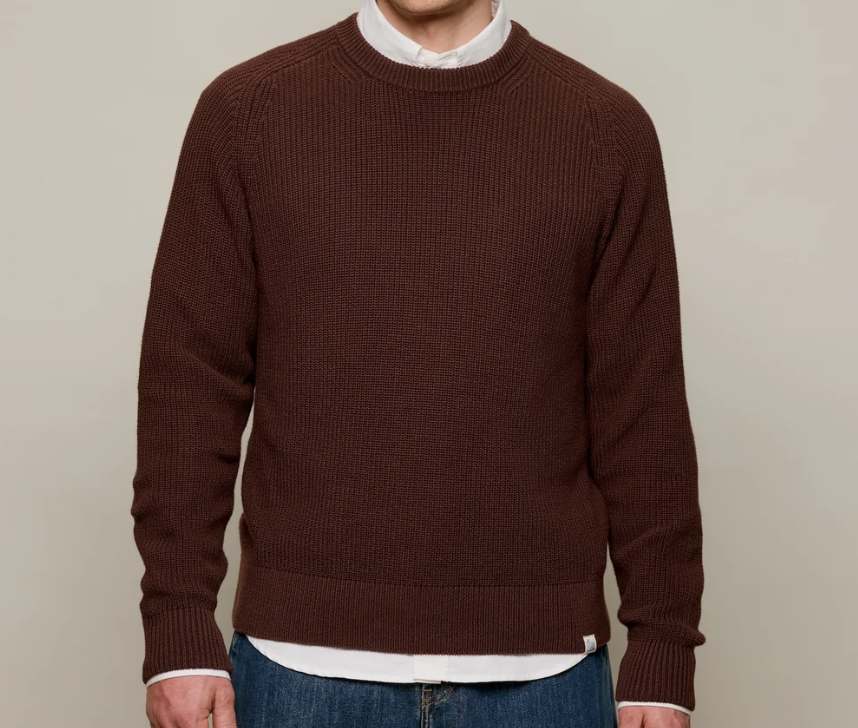 Merz B. Schwanen Sturdy Ribbed Cotton Sweater in Chocolate