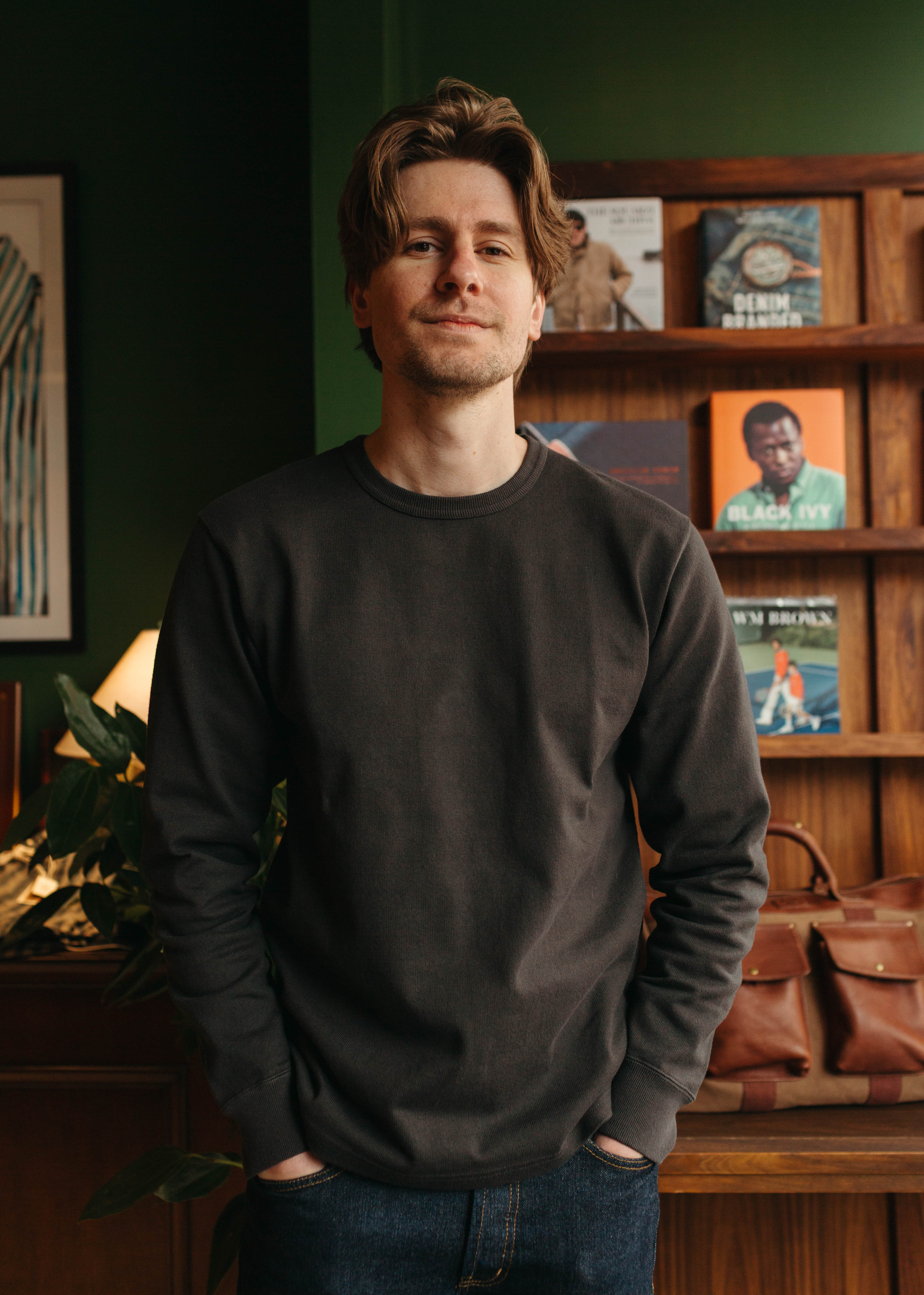 Wonder Looper Double Heavyweight Long Sleeve Tee in Sumi Black at Fancy Groceries