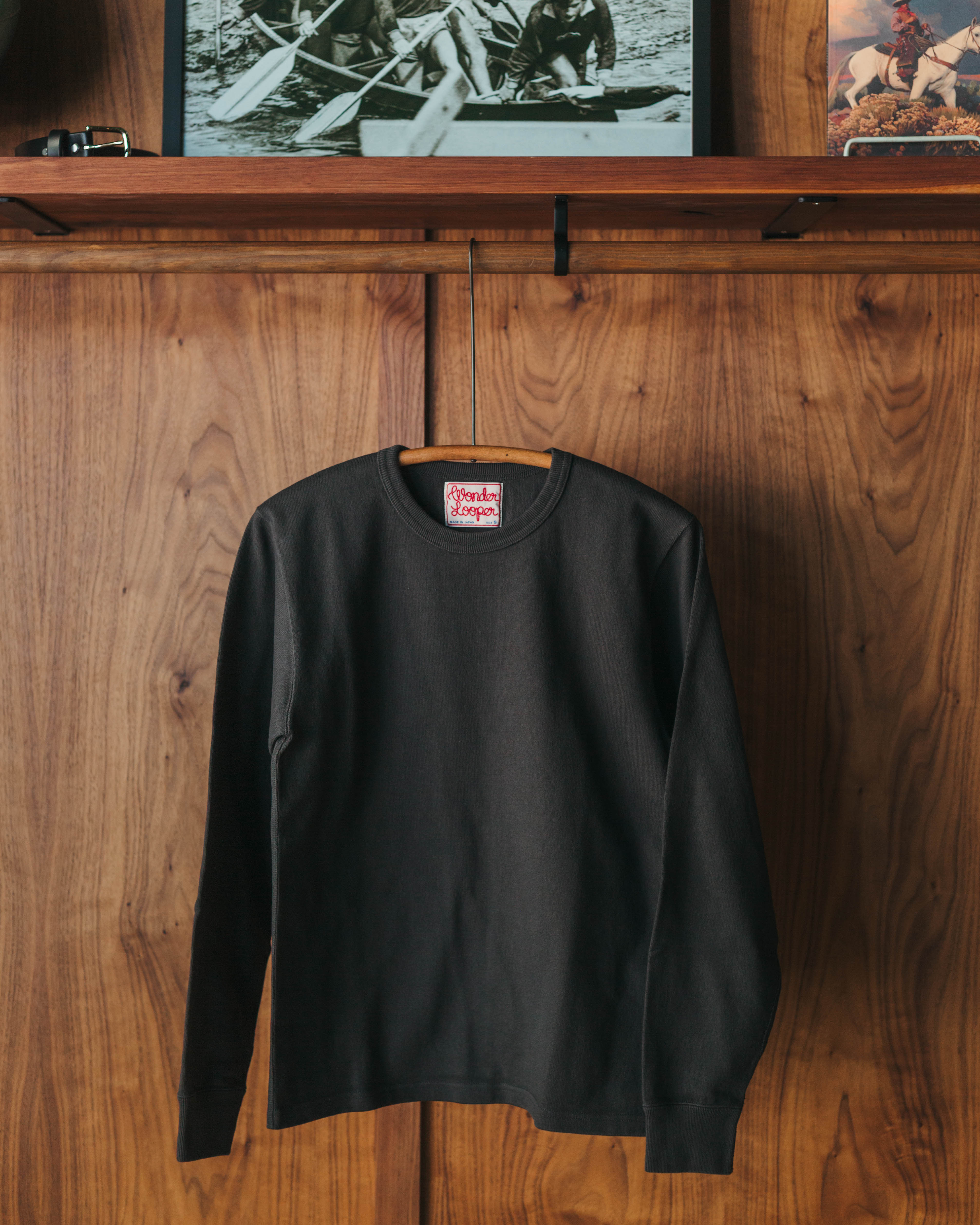 Wonder Looper Double Heavyweight Long Sleeve Tee in Sumi