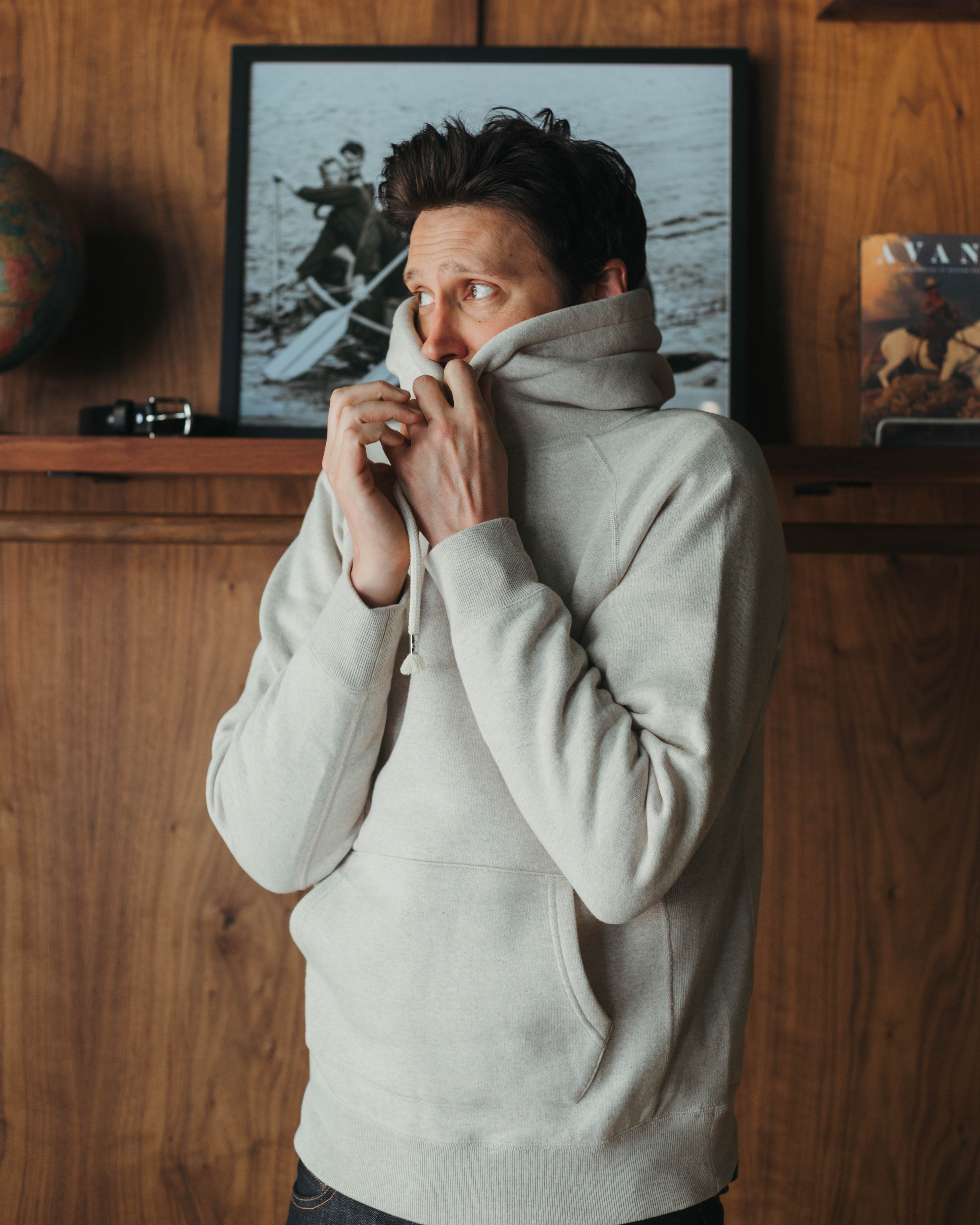 Wonder Looper Fleeced Foxfibre®  Hoodie in Oatmeal