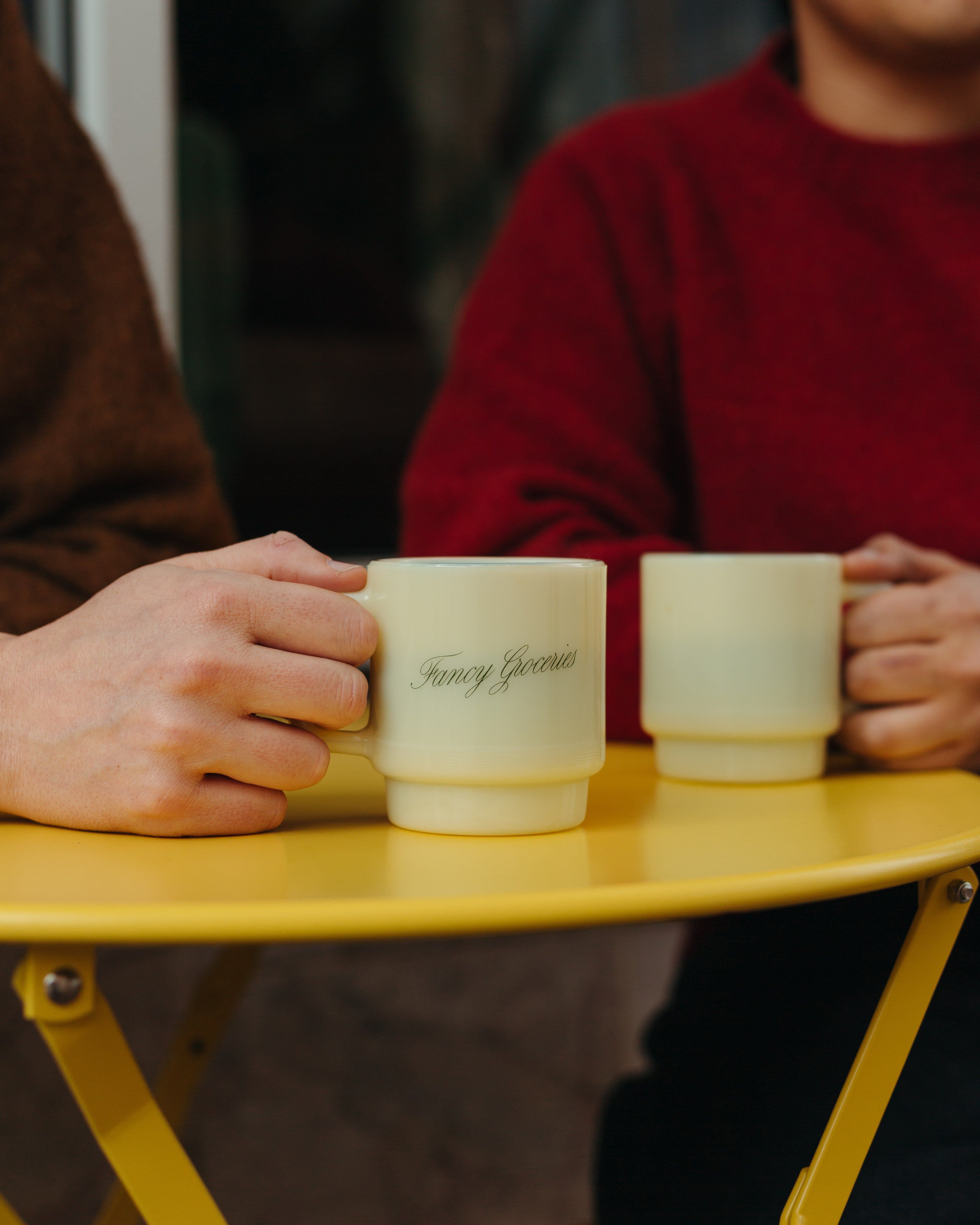 Fancy Groceries Milk Glass Mug