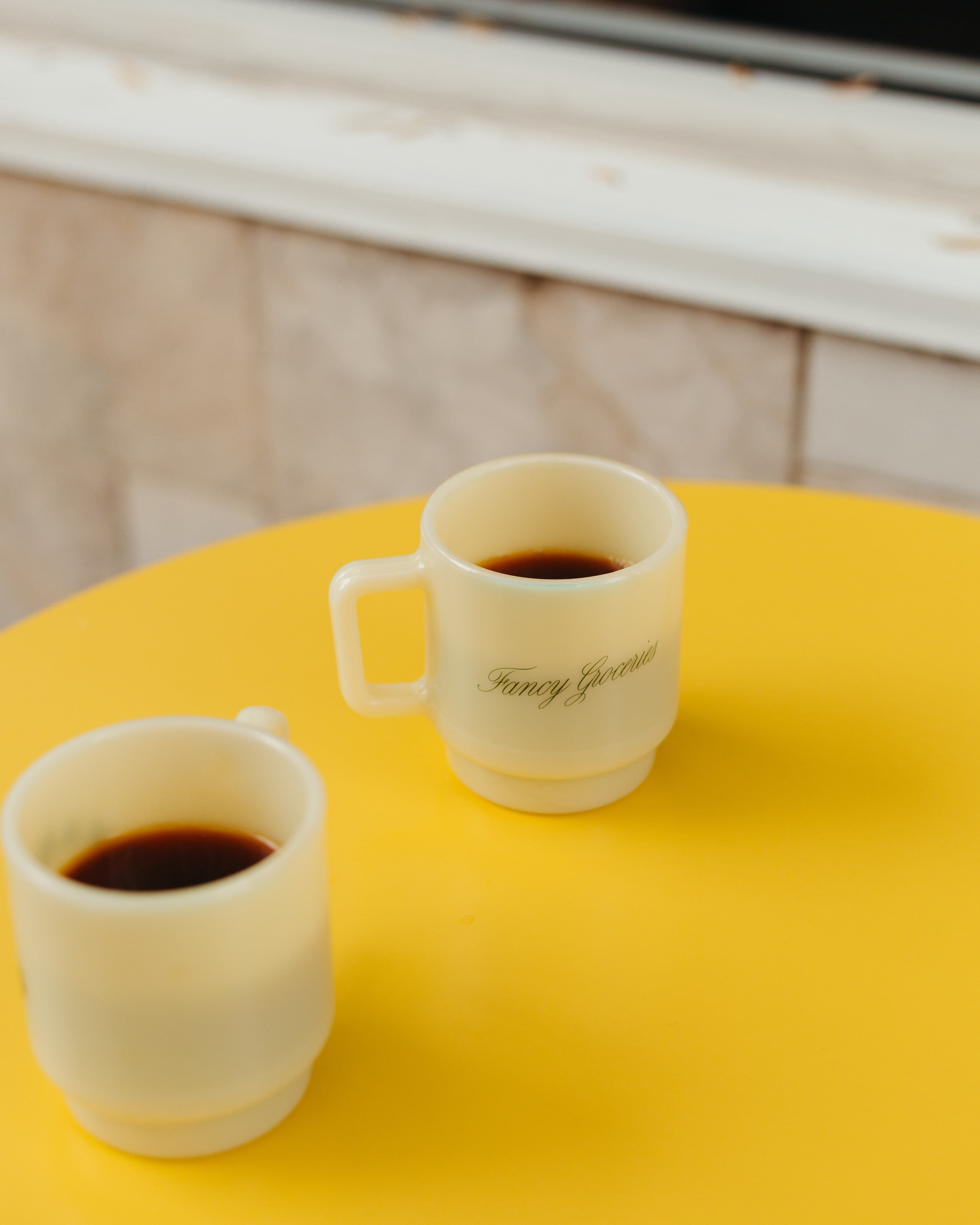 Fancy Groceries Milk Glass Mug