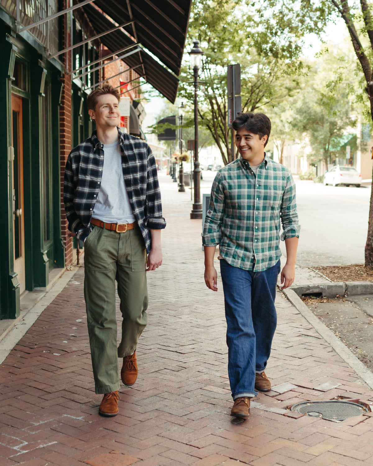 Gitman Vintage Brown Navy Checked Tweed Flannel