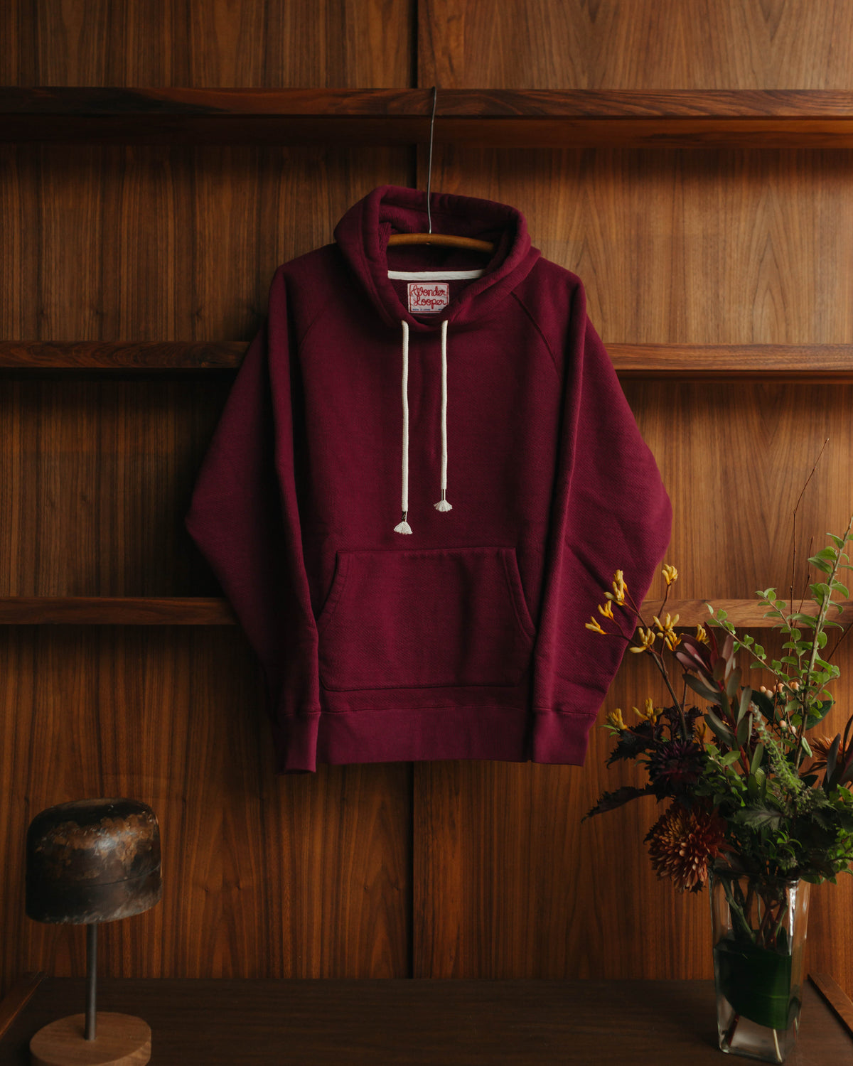 Wonder Looper Pullover Hoodie in Double Heavyweight French Terry Burgundy