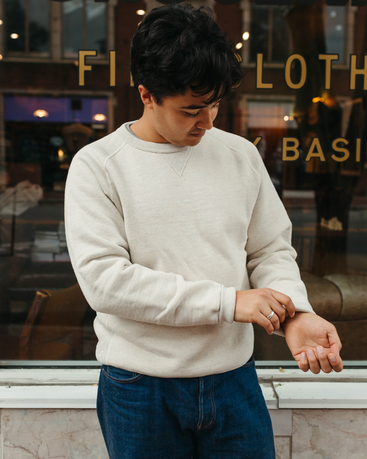 Wonder Looper Pullover Crewneck in Double Heavyweight French Terry Oatmeal