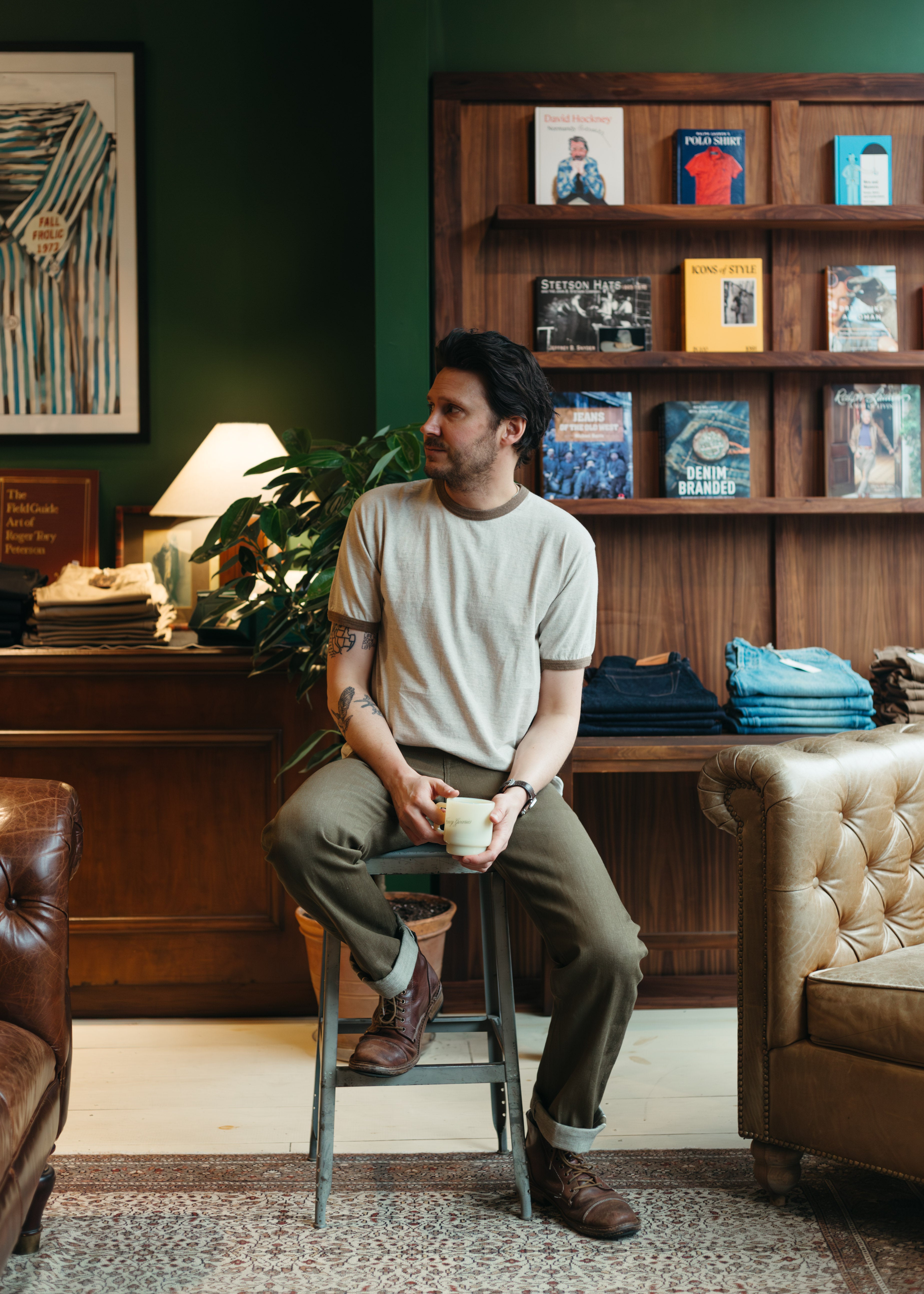 Recycled Cotton Foxfibre® Ringer Tee in Stone