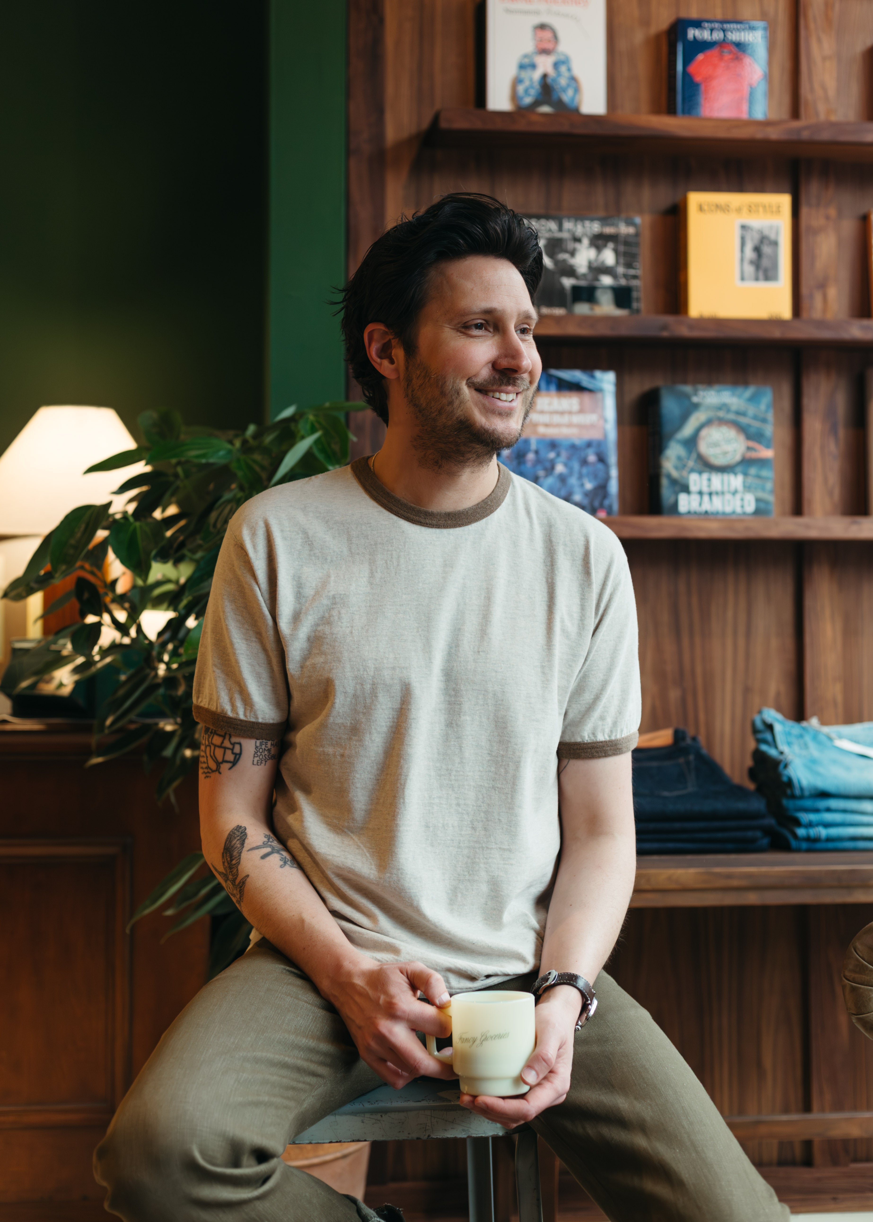 Recycled Cotton Foxfibre® Ringer Tee in Stone