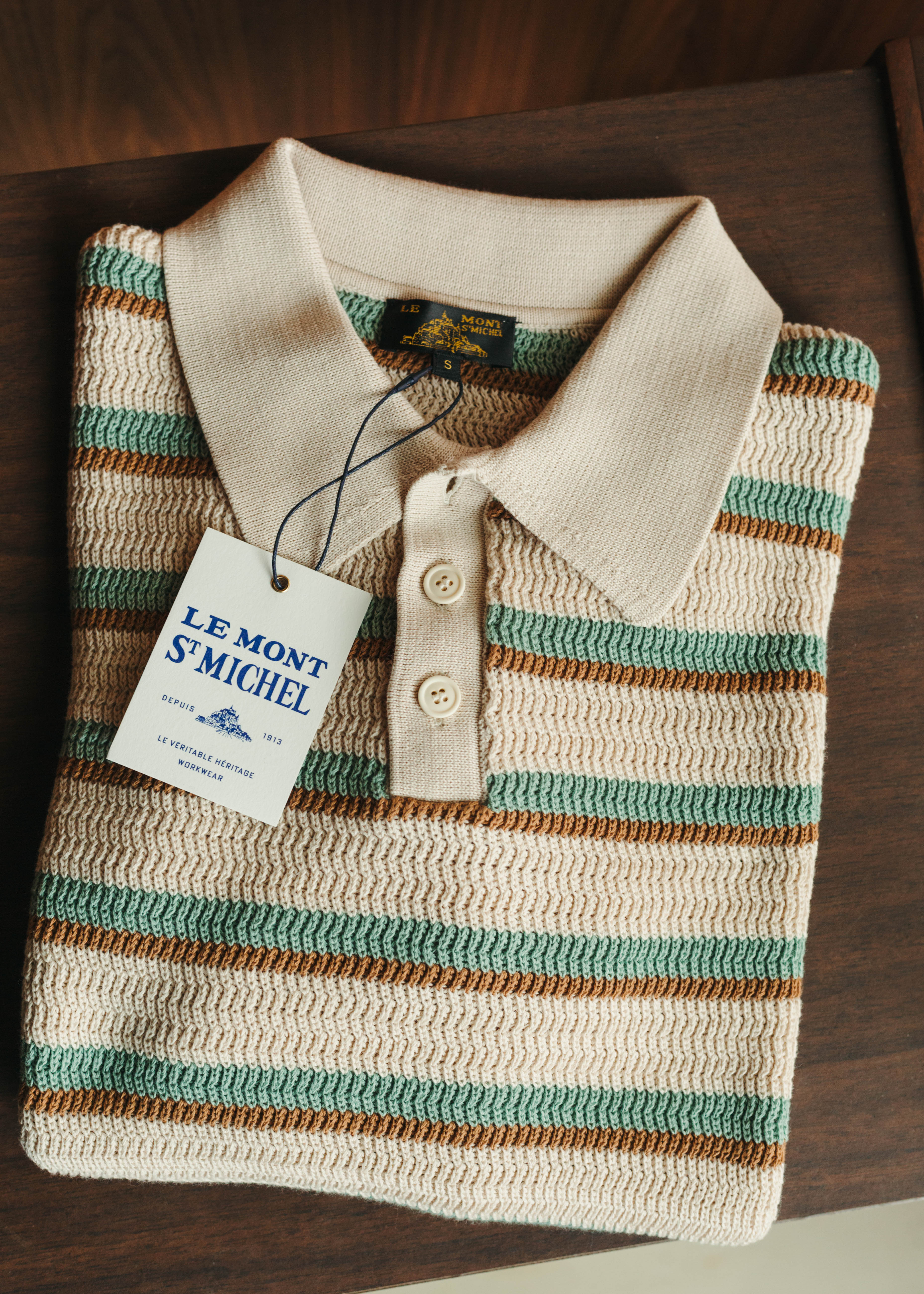 Le Mont St Michel Striped Knit Polo