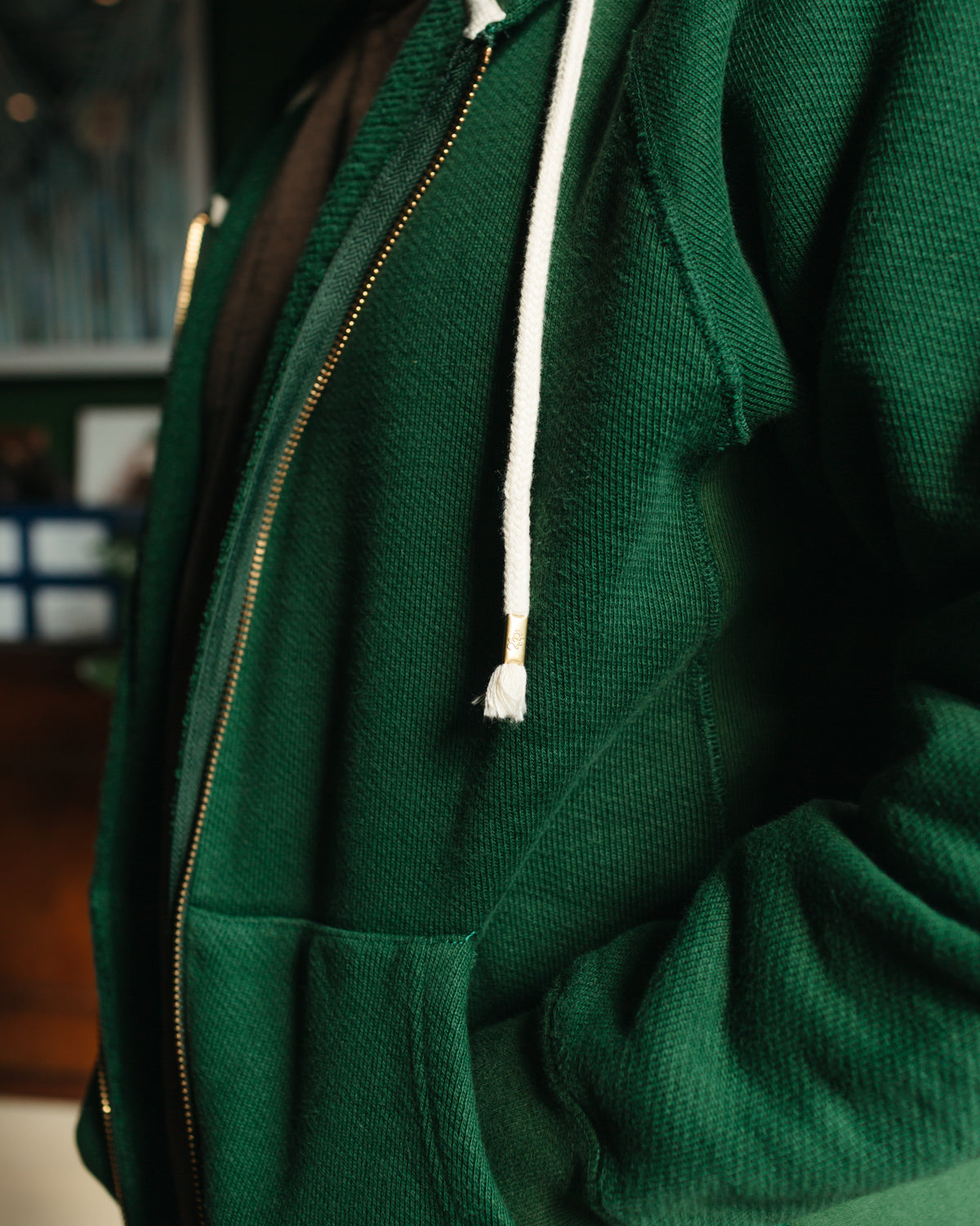 Wonder Looper Zip Hoodie Double Heavyweight French Terry in Racing Green