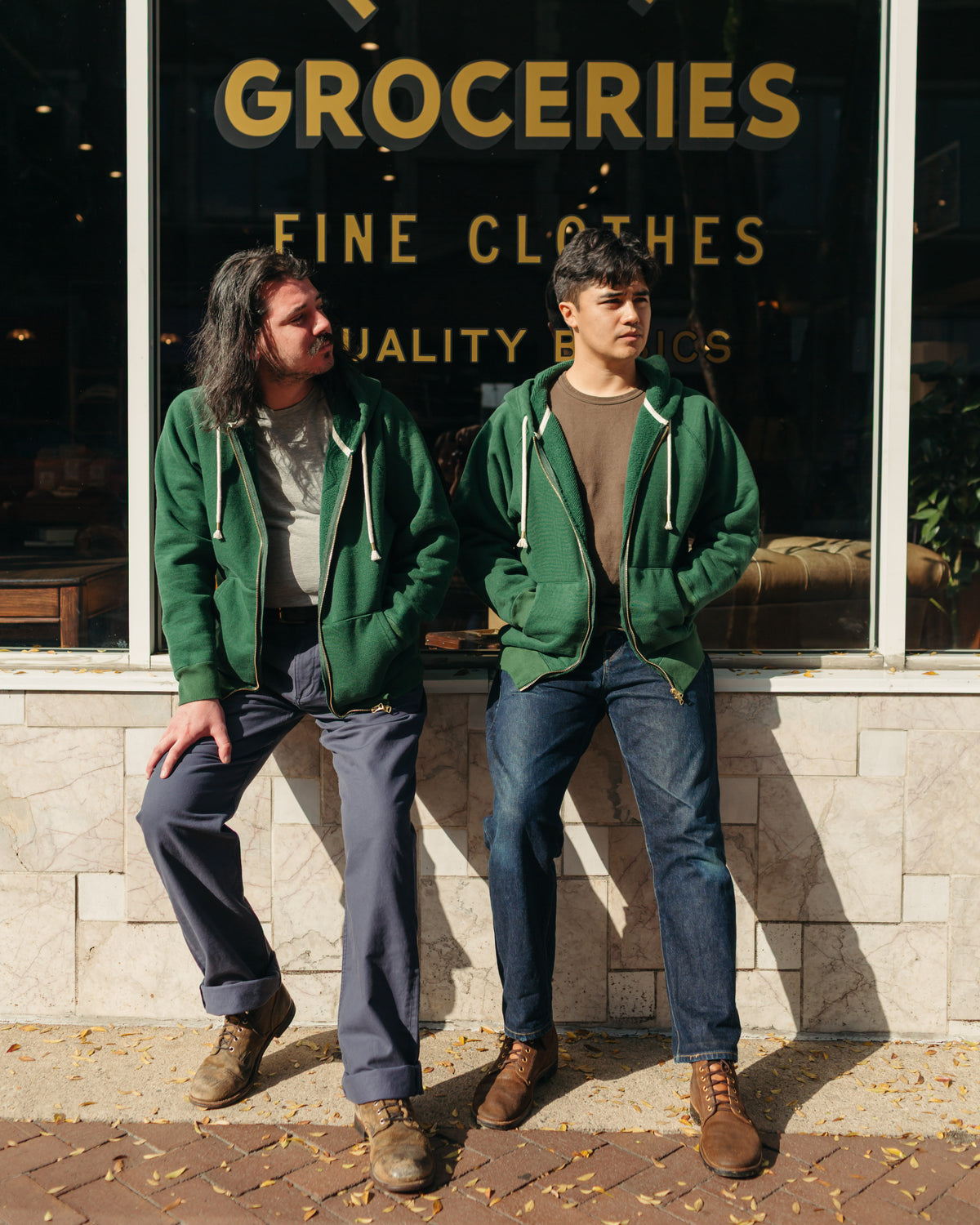 Wonder Looper Zip Hoodie Double Heavyweight French Terry in Racing Green