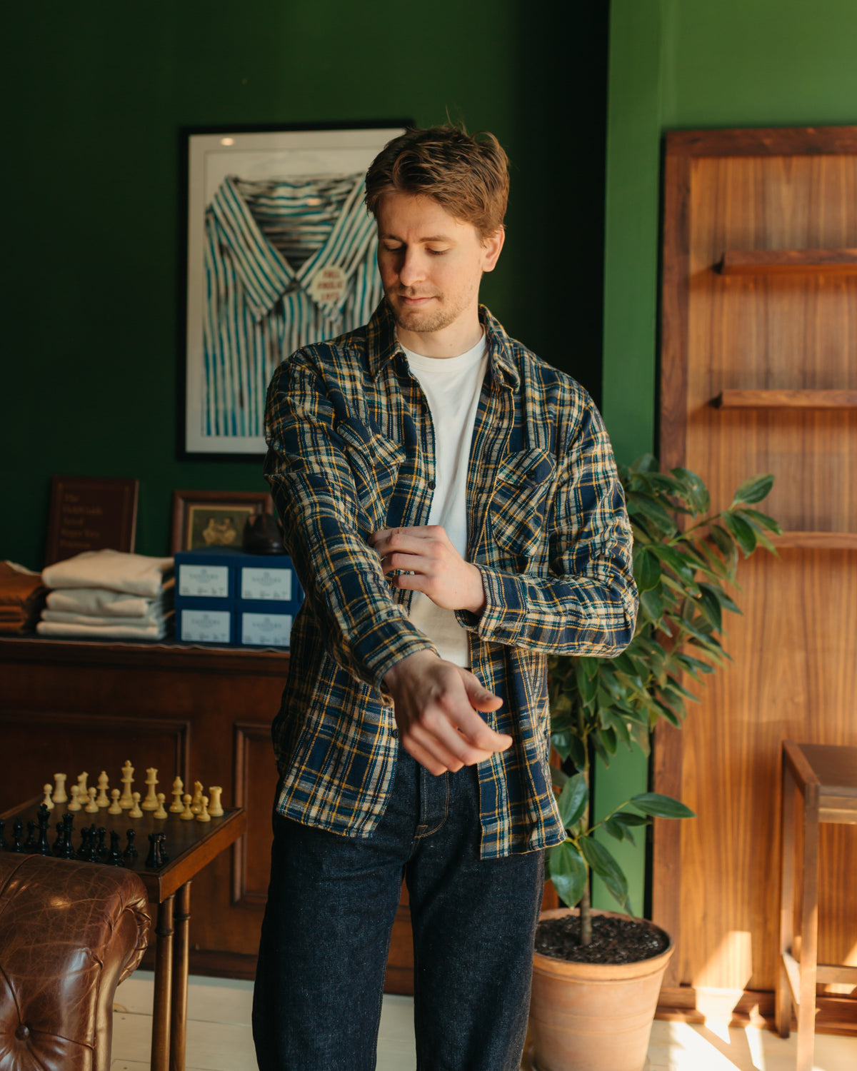 UES Slubby Flannel Shirt in Navy