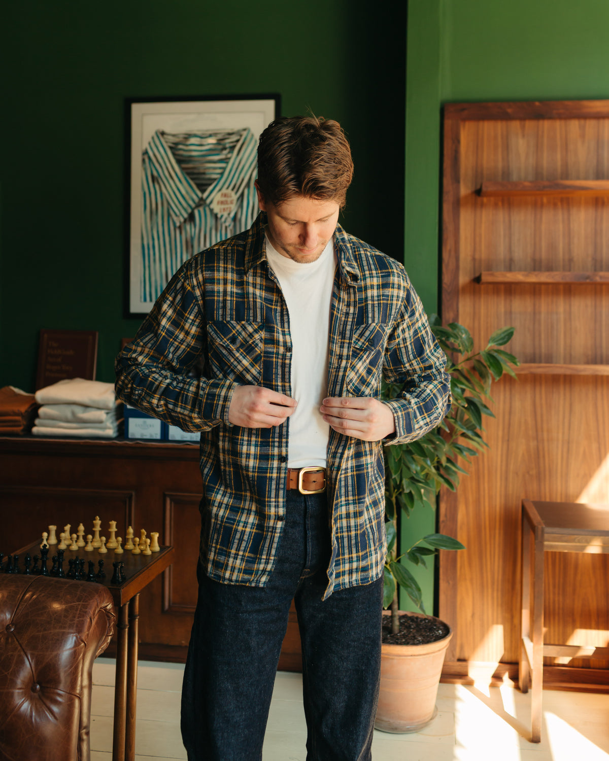 UES Slubby Flannel Shirt in Navy