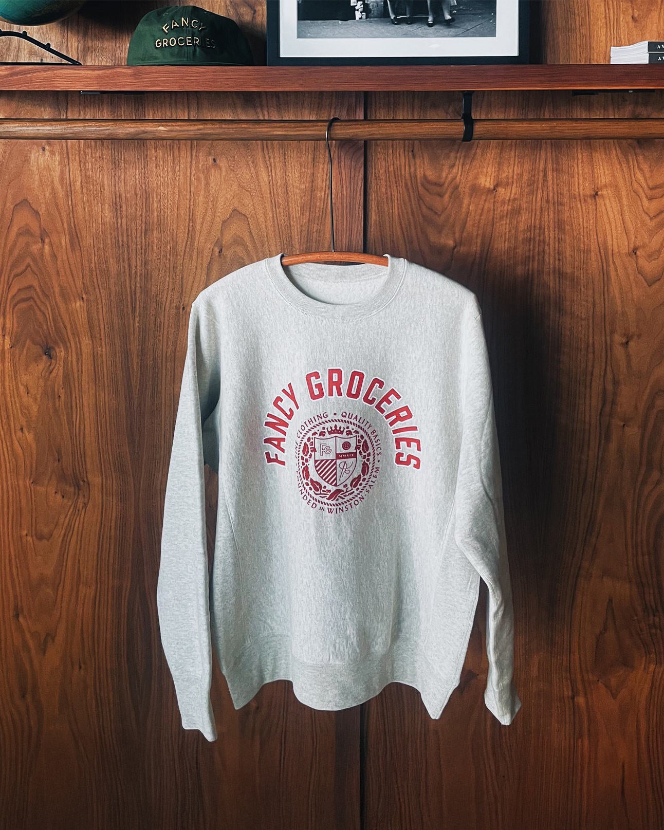 College Crewneck Sweatshirt in Oatmeal