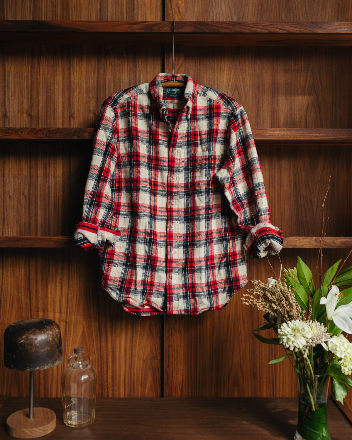 Gitman Vintage Red Brushed Winter Madras Flannel
