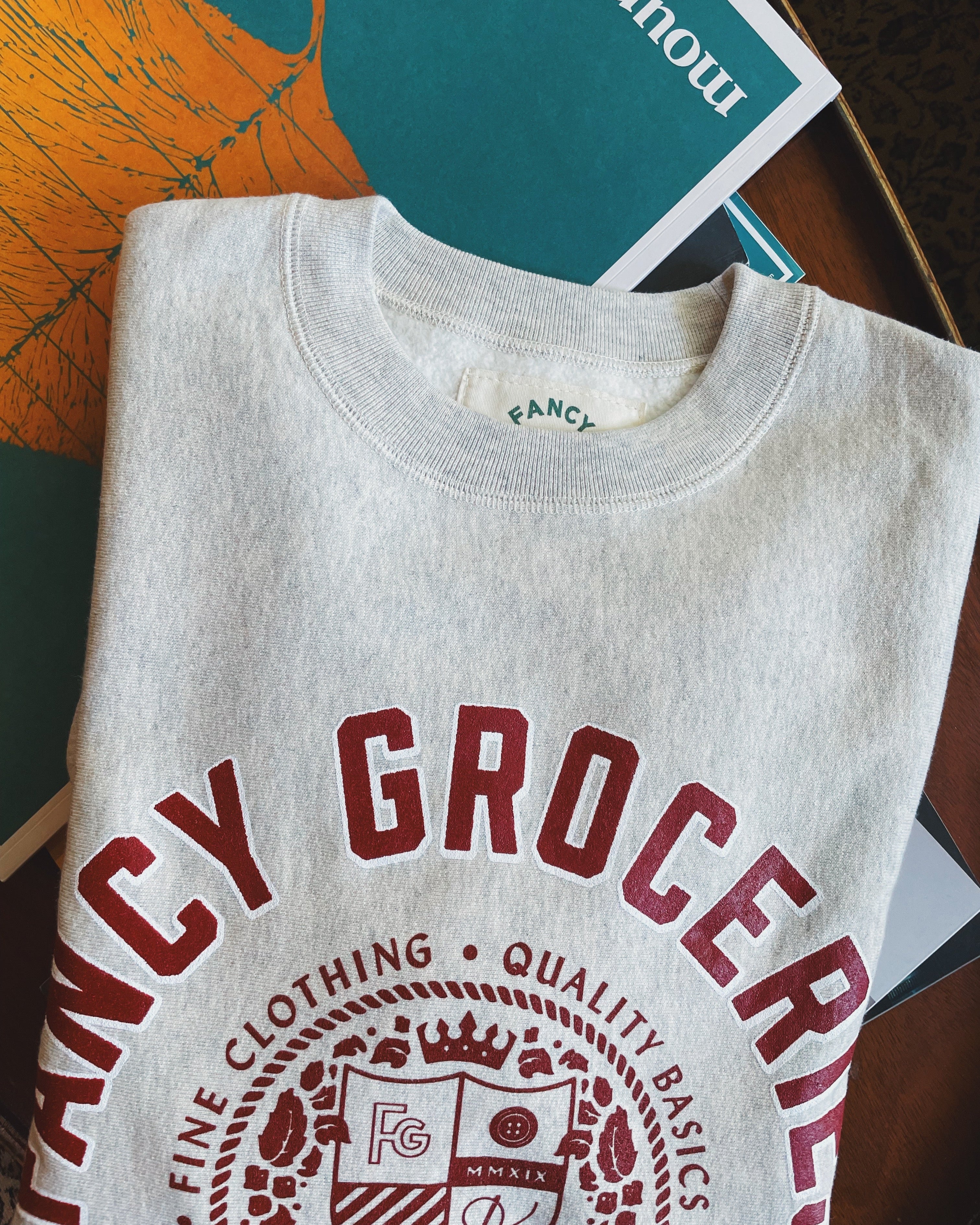 College Crewneck Sweatshirt in Oatmeal