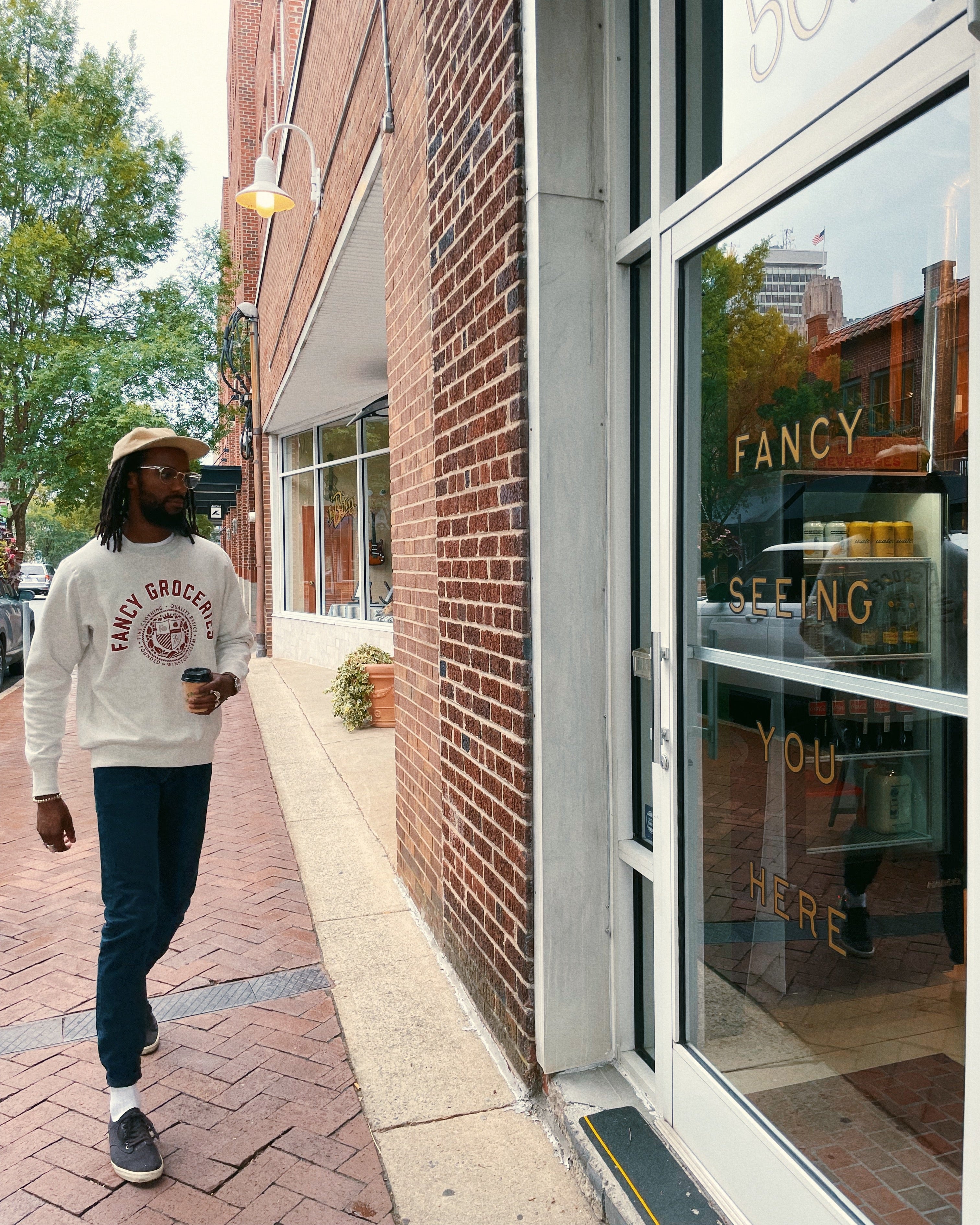 College Crewneck Sweatshirt in Oatmeal