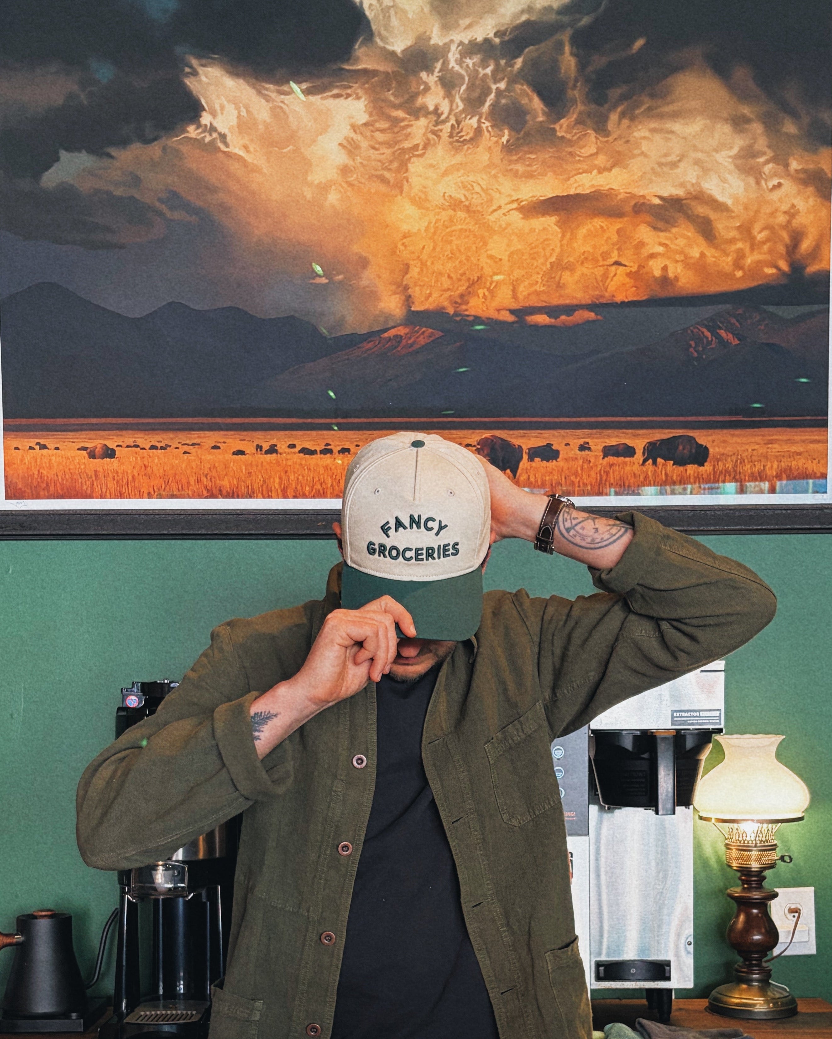 Fancy Groceries Two Tone Puff Embroidered Hat