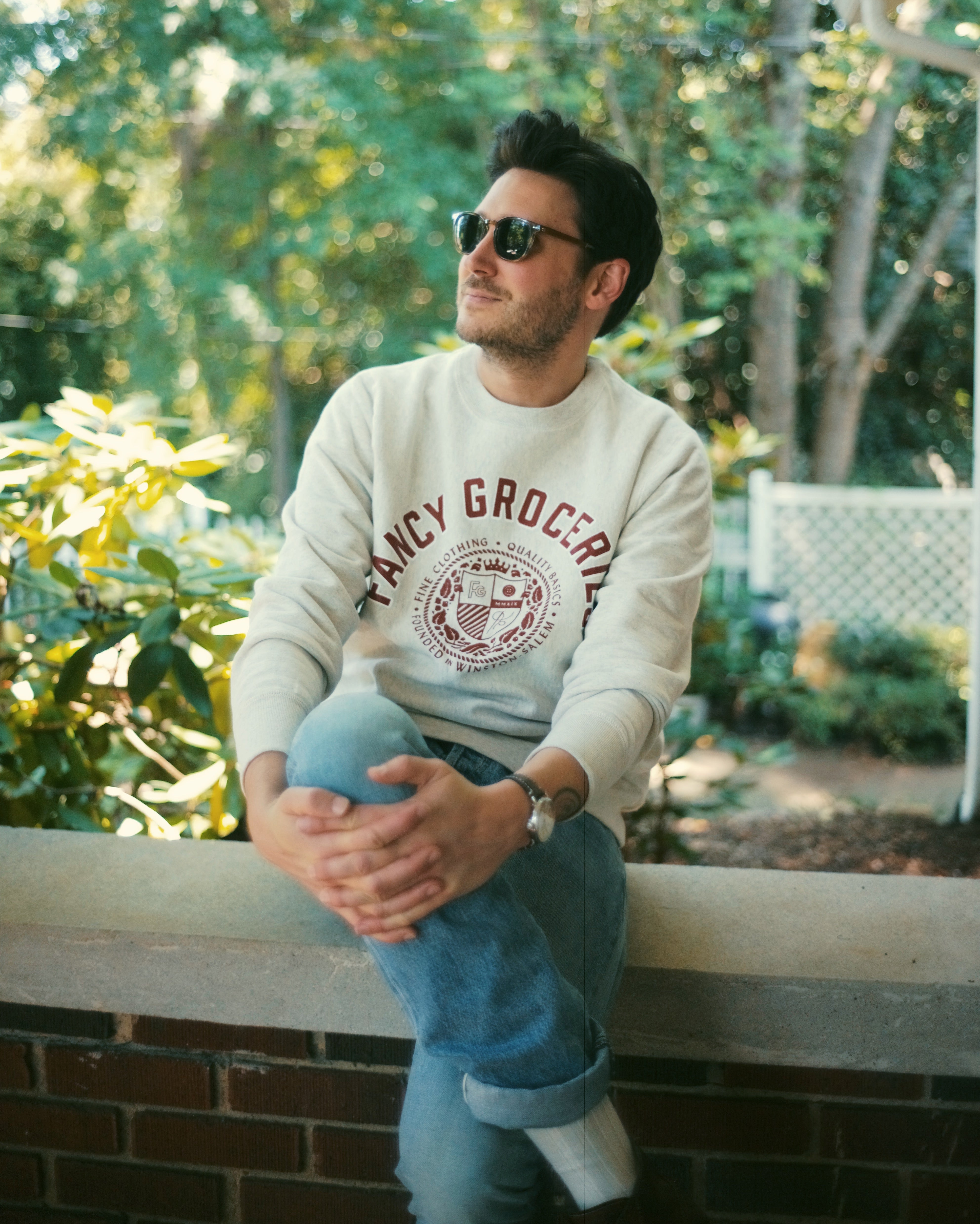 College Crewneck Sweatshirt in Oatmeal